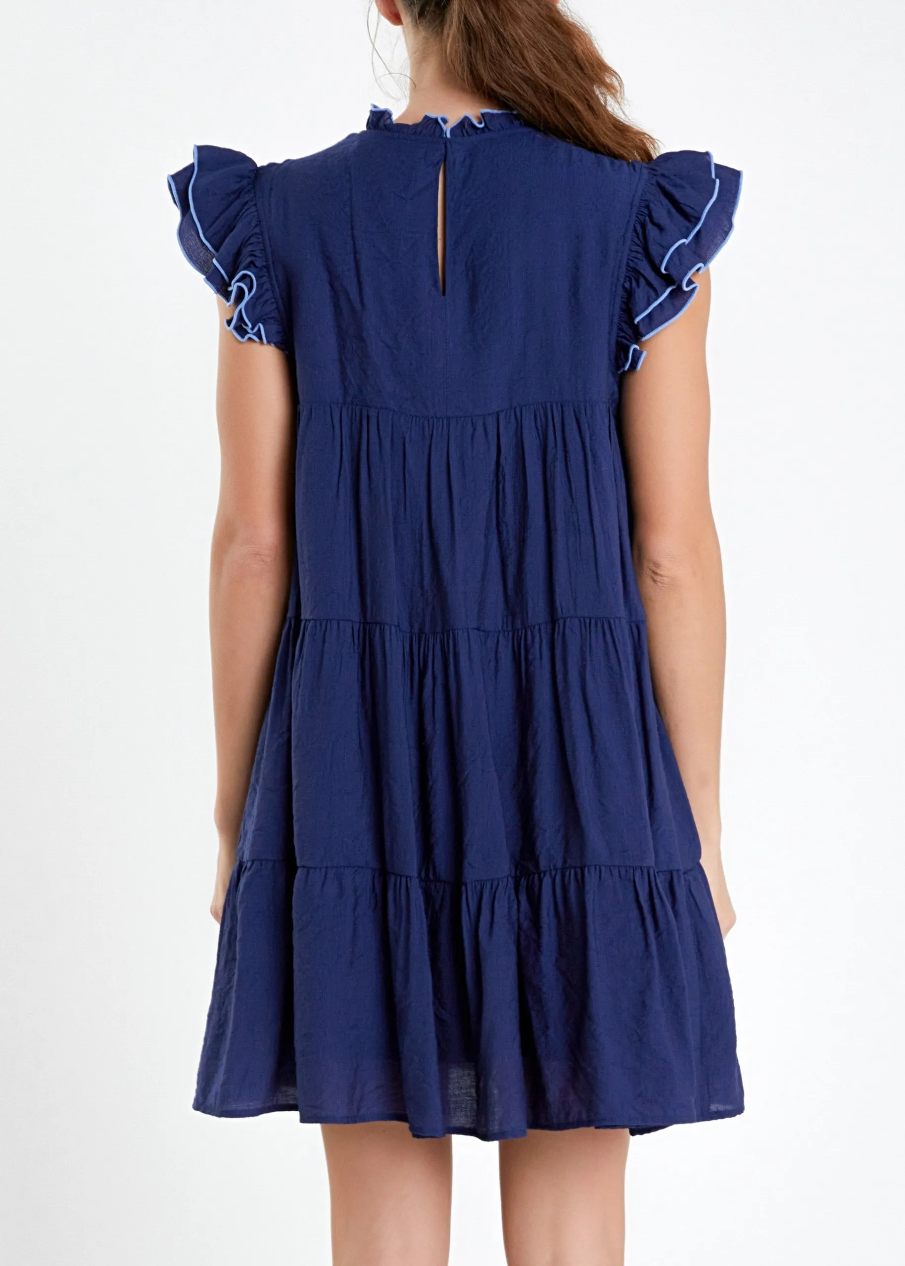 Contrast Merrow Navy Babydoll Dress