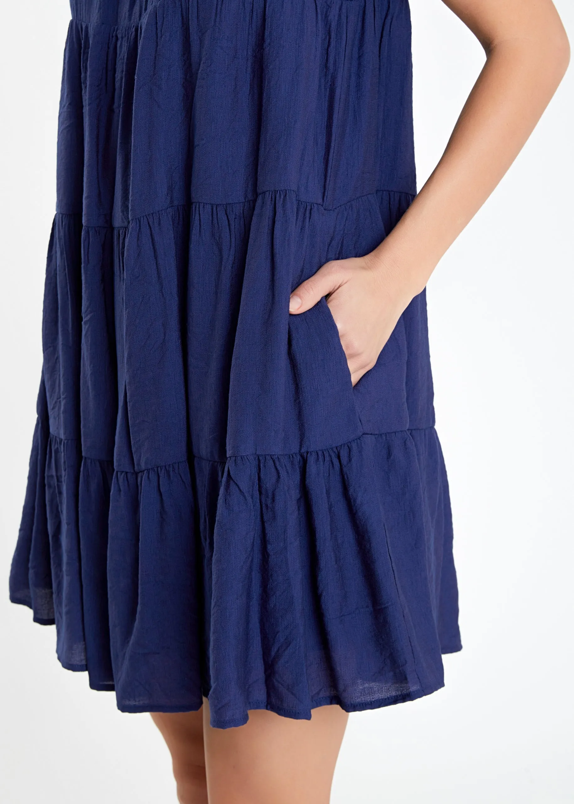 Contrast Merrow Navy Babydoll Dress