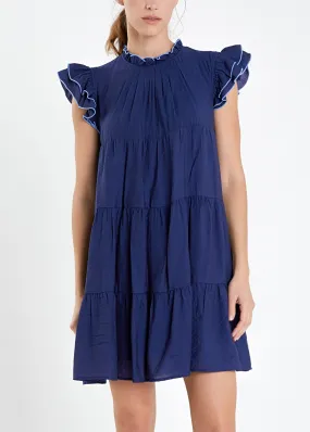 Contrast Merrow Navy Babydoll Dress