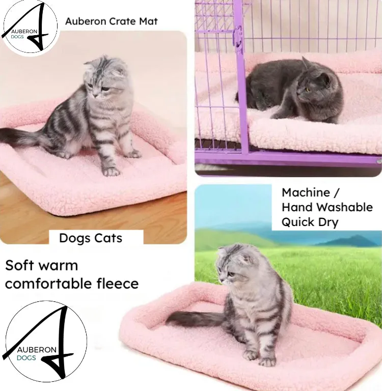 Crate Mats / Dog Cat Beds warm soft fleece rectangle 3 sizes 4 colours