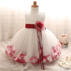 Dark Red Petals Flower Dress (6M-24M)