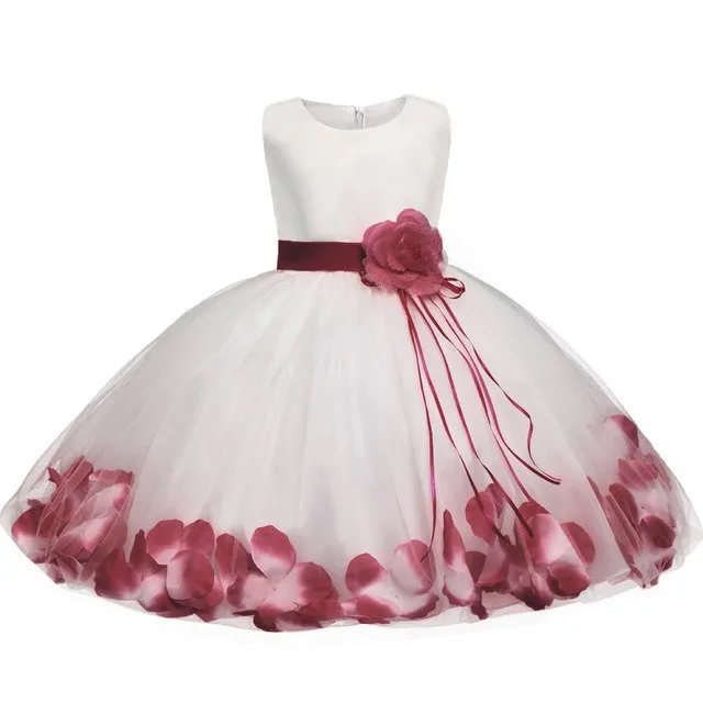 Dark Red Petals Flower Dress (6M-24M)