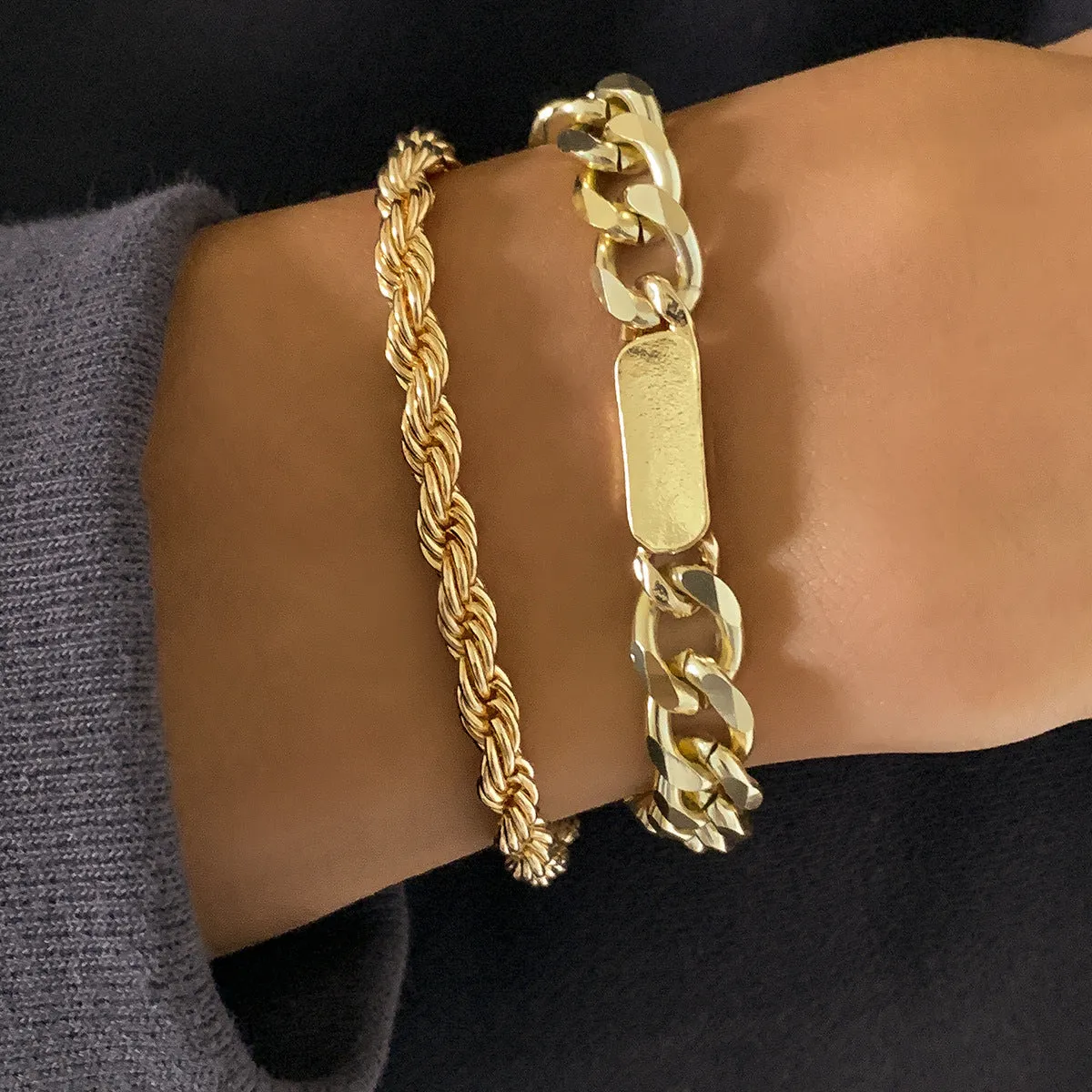 Double layered stitching versatile adjustable bracelet