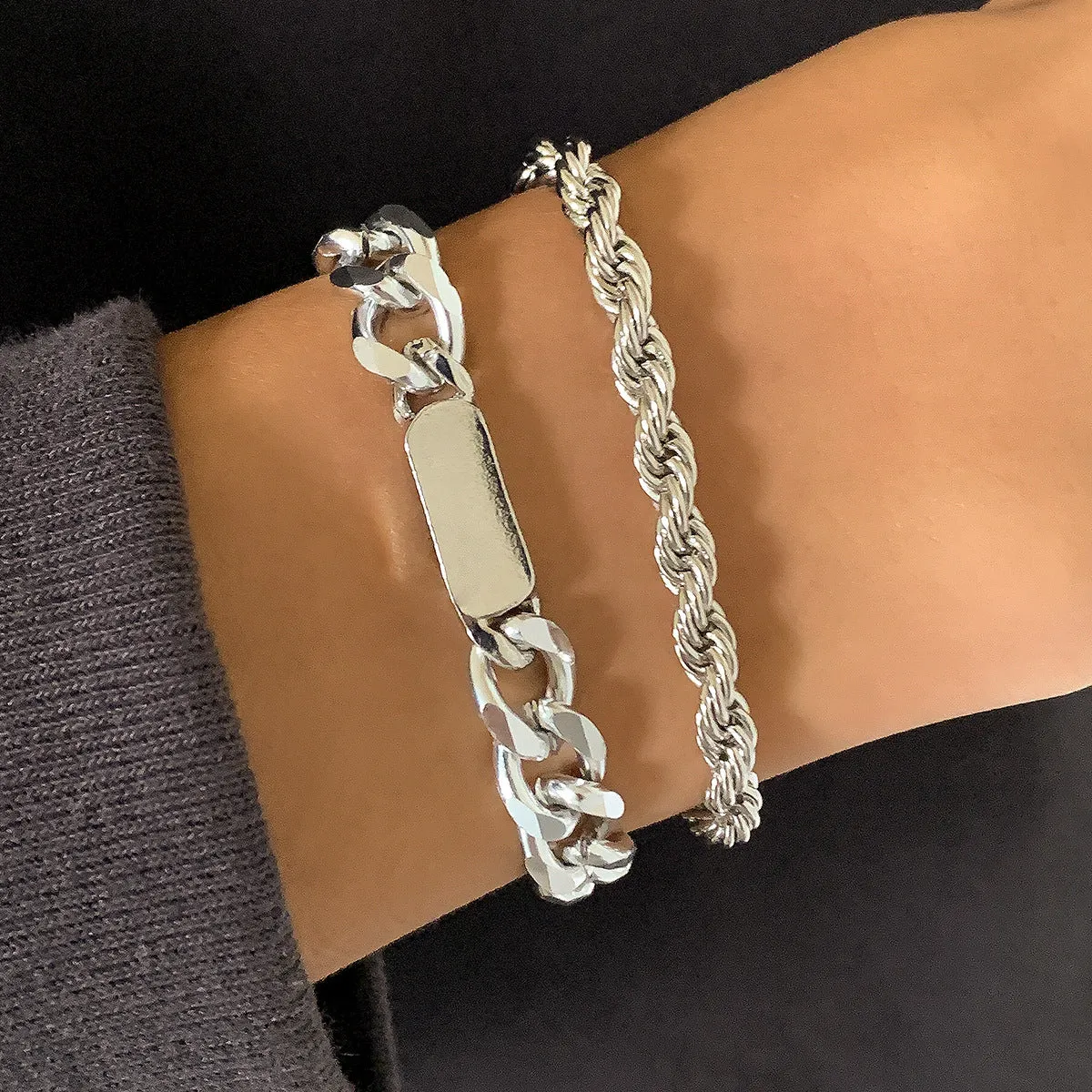 Double layered stitching versatile adjustable bracelet