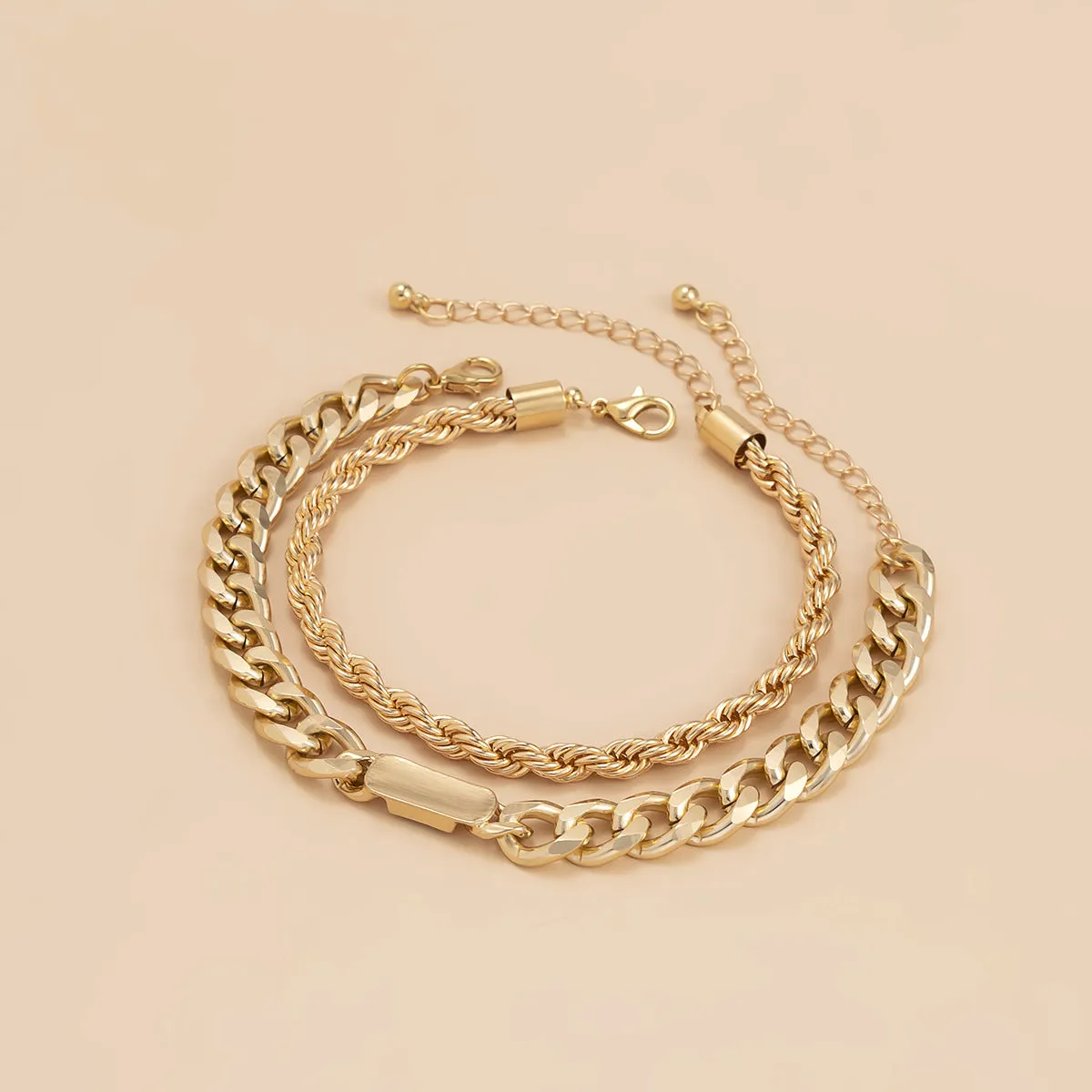 Double layered stitching versatile adjustable bracelet