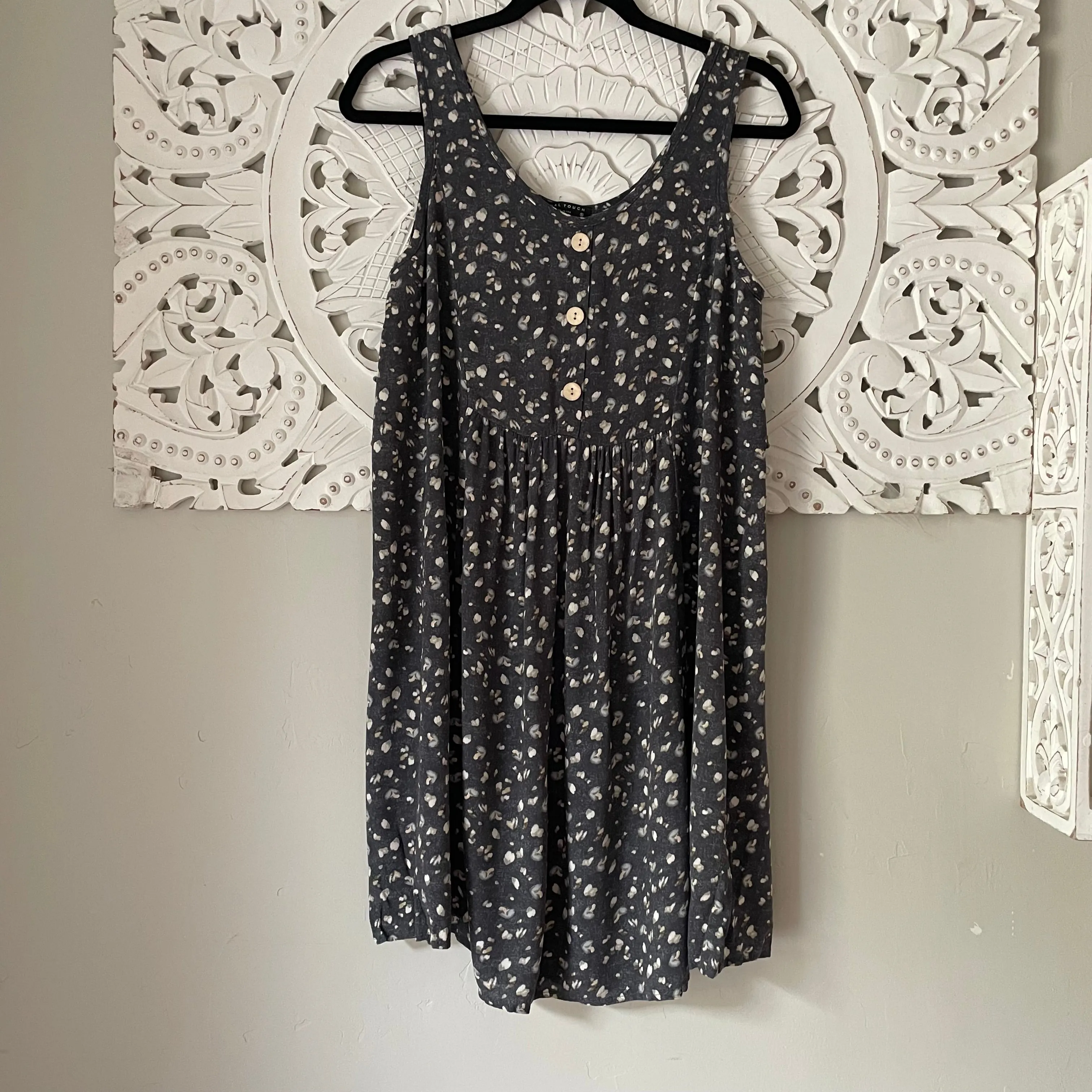 Easy Going Babydoll Print Dress in Charcoal