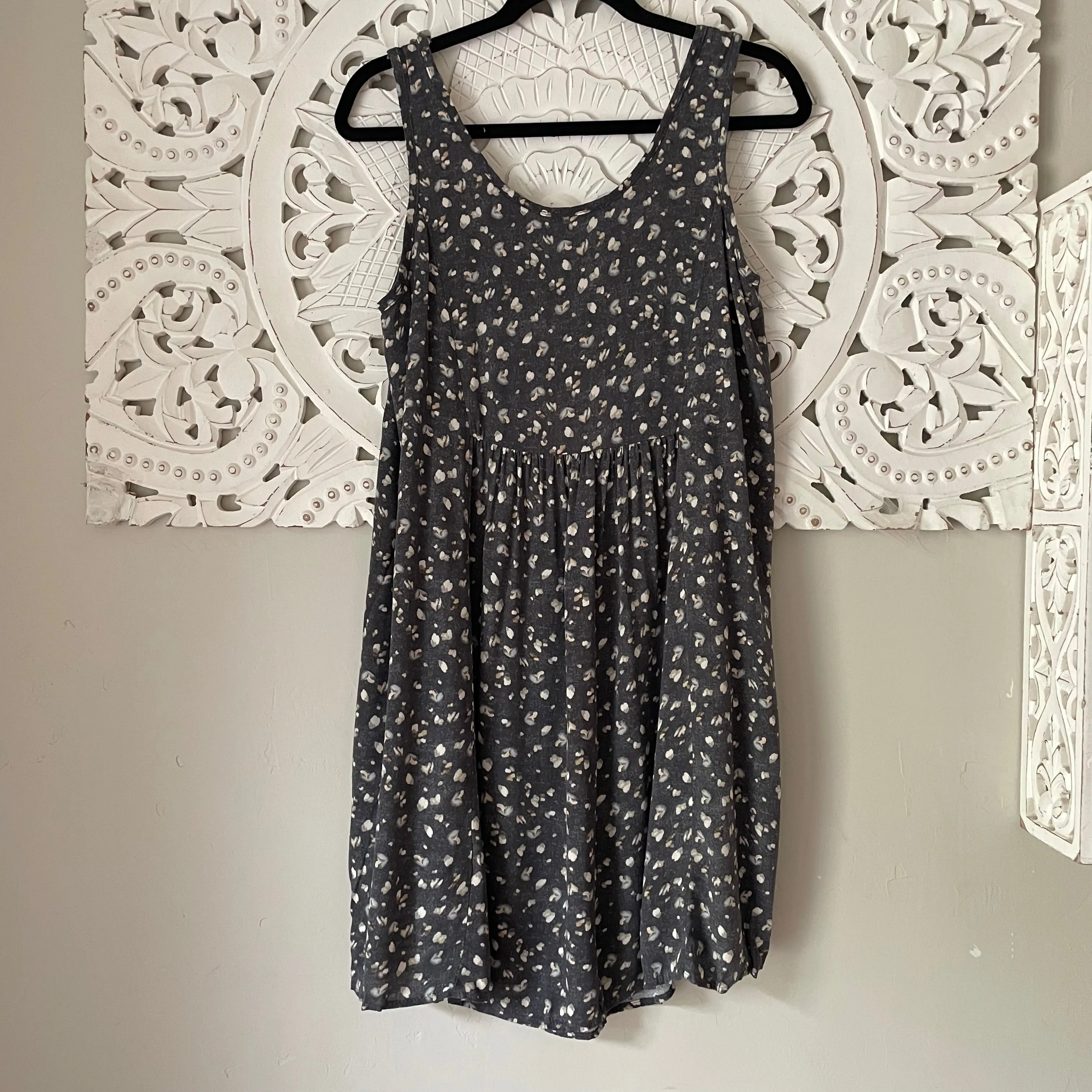 Easy Going Babydoll Print Dress in Charcoal