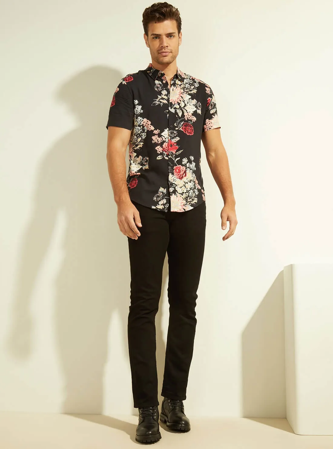 Eco Black Grand Floral Rayon Shirt