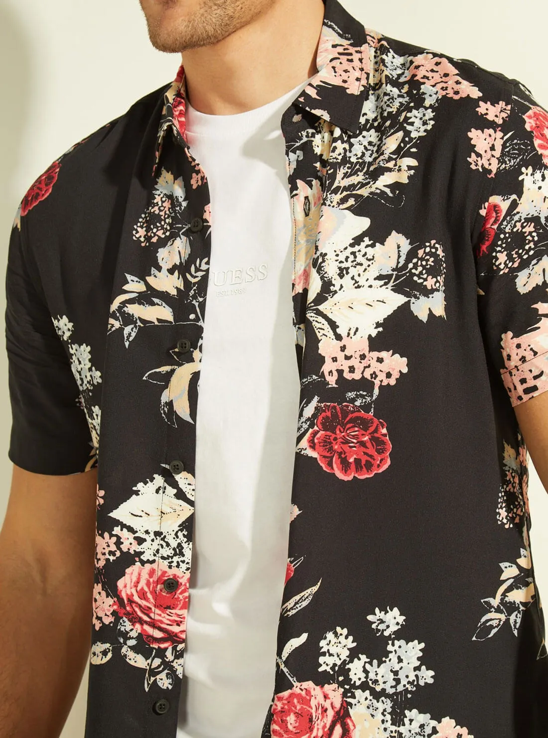 Eco Black Grand Floral Rayon Shirt