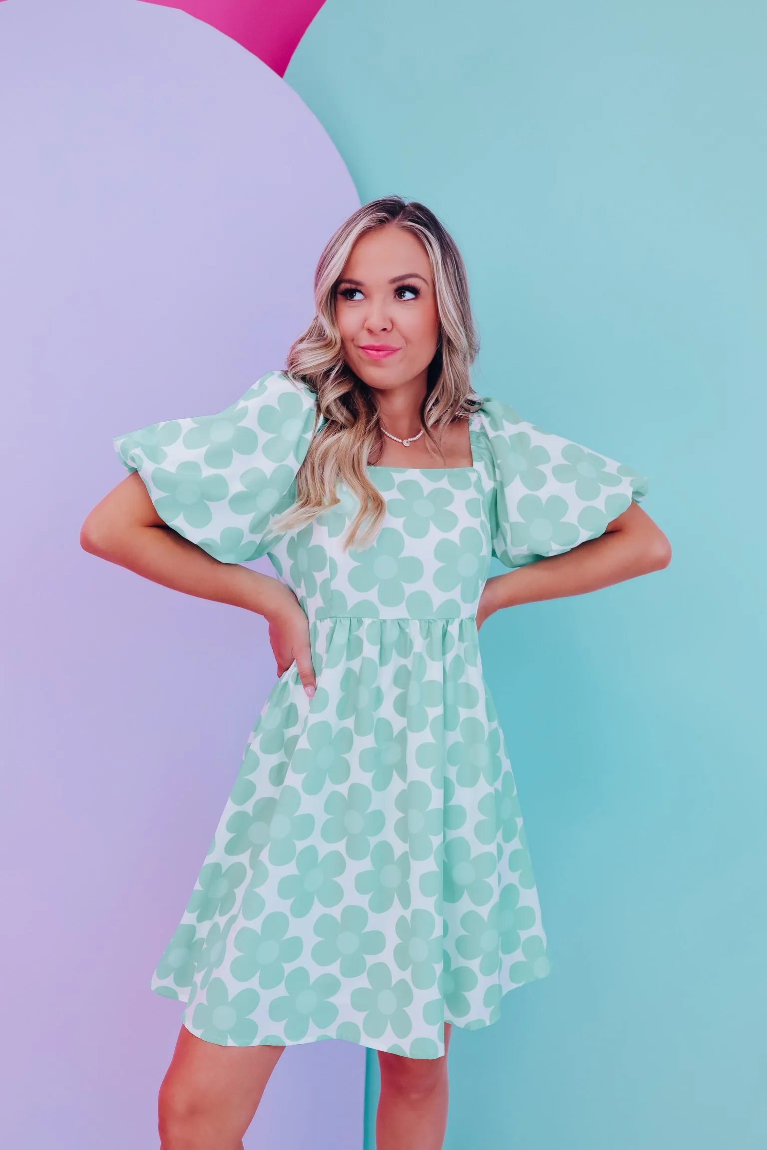 Endless Summer Puff Sleeve Dress - Mint