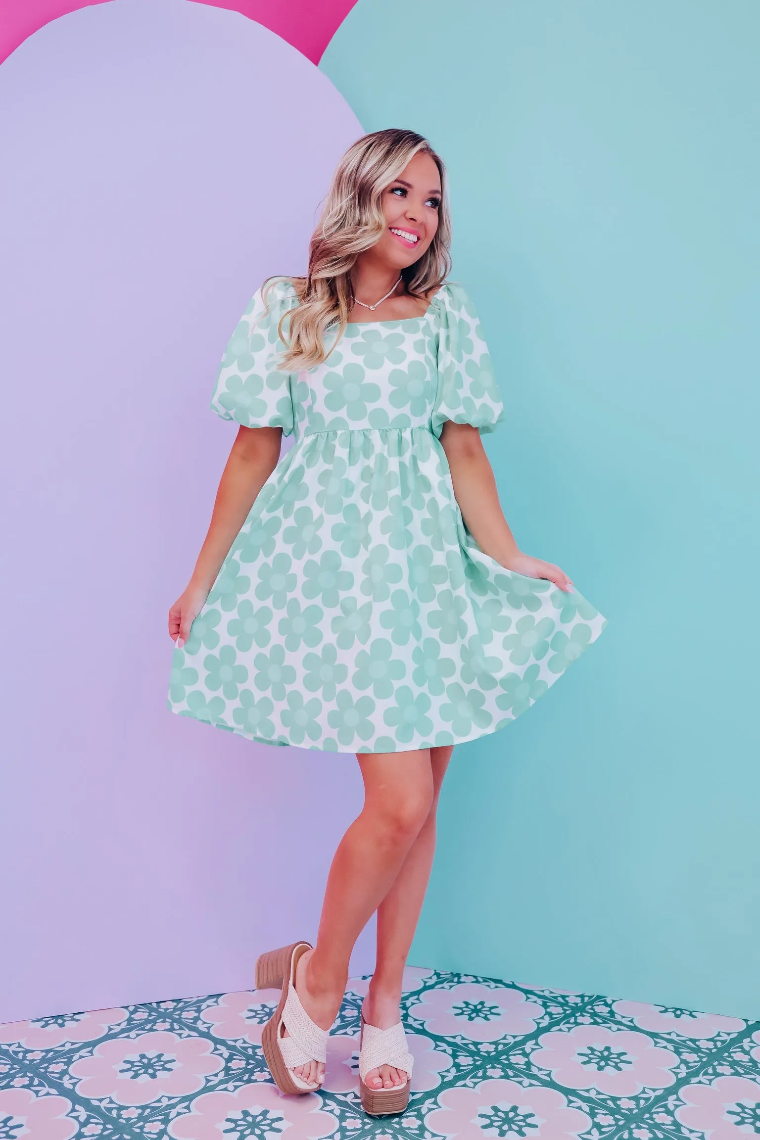 Endless Summer Puff Sleeve Dress - Mint