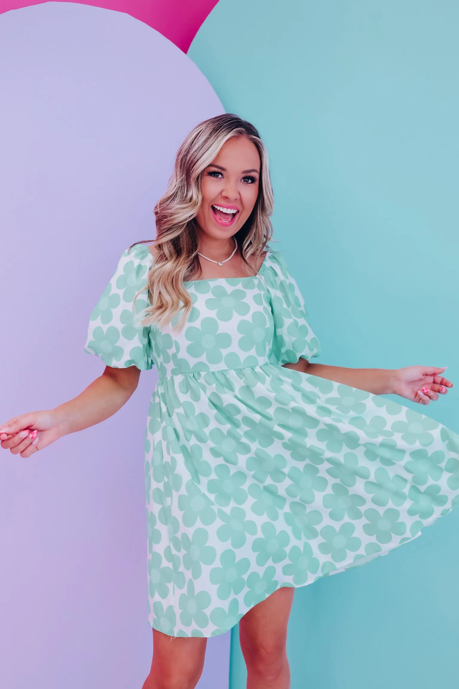 Endless Summer Puff Sleeve Dress - Mint