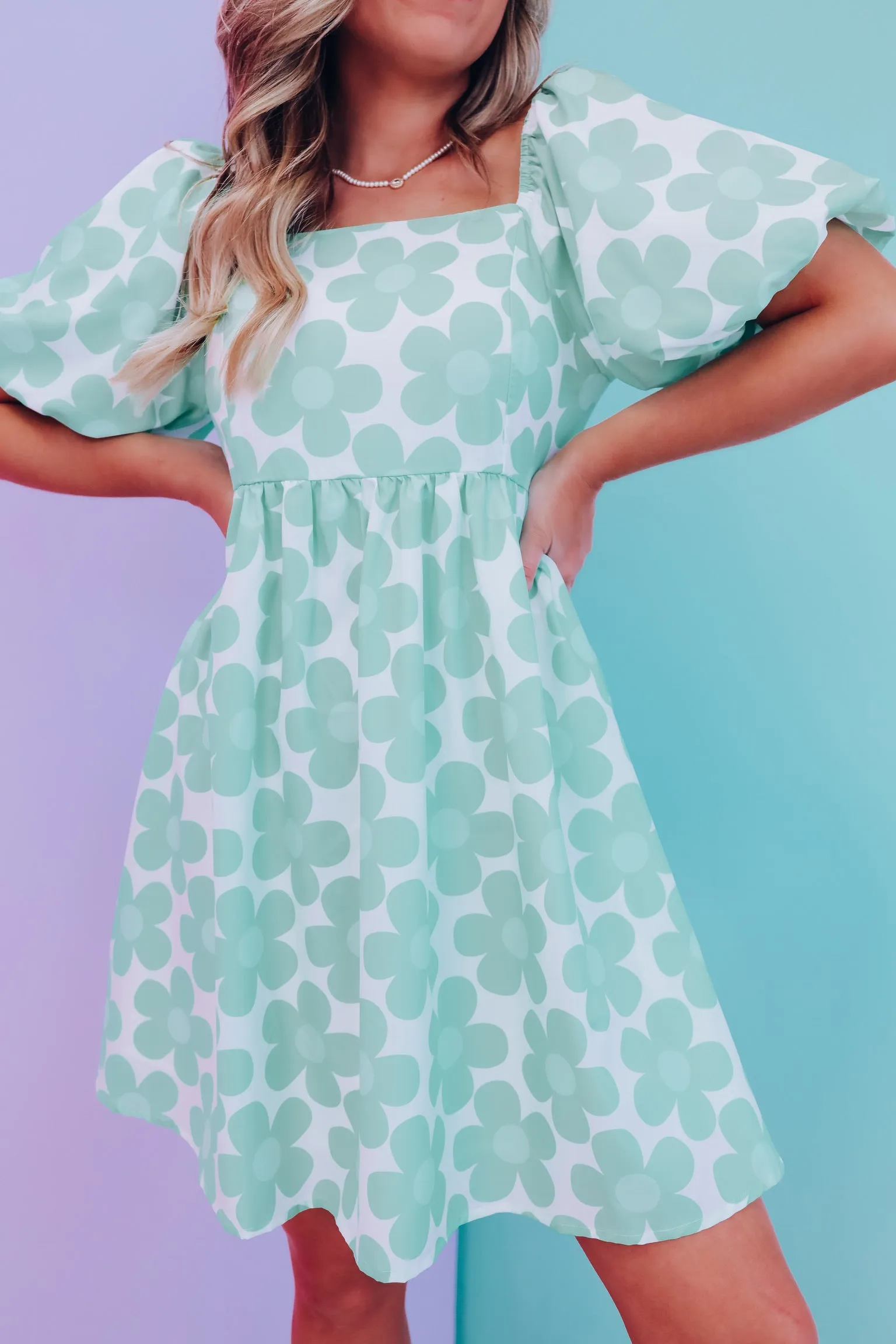 Endless Summer Puff Sleeve Dress - Mint