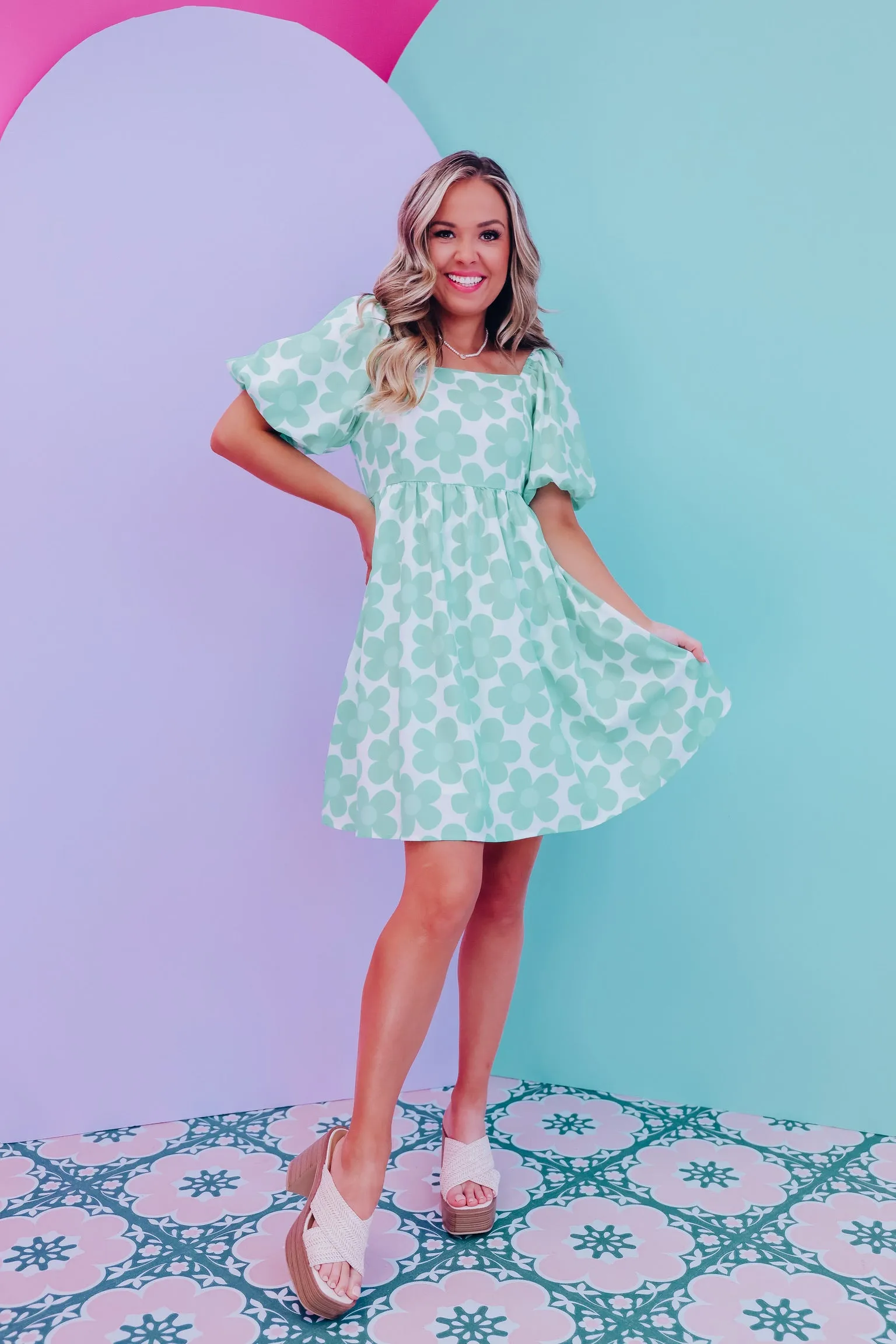 Endless Summer Puff Sleeve Dress - Mint