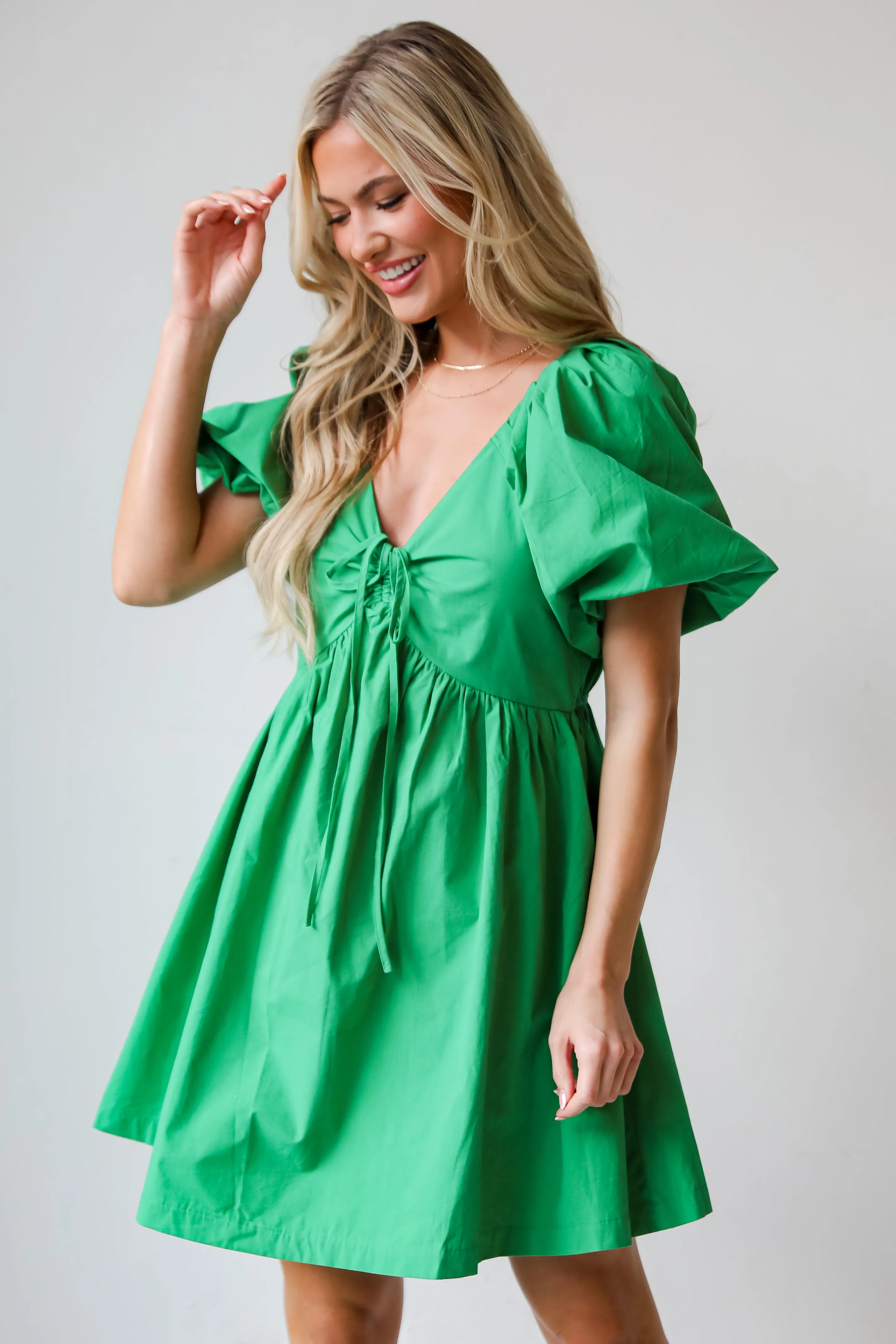 FINAL SALE - Lovable Mindset Kelly Green Babydoll Mini Dress