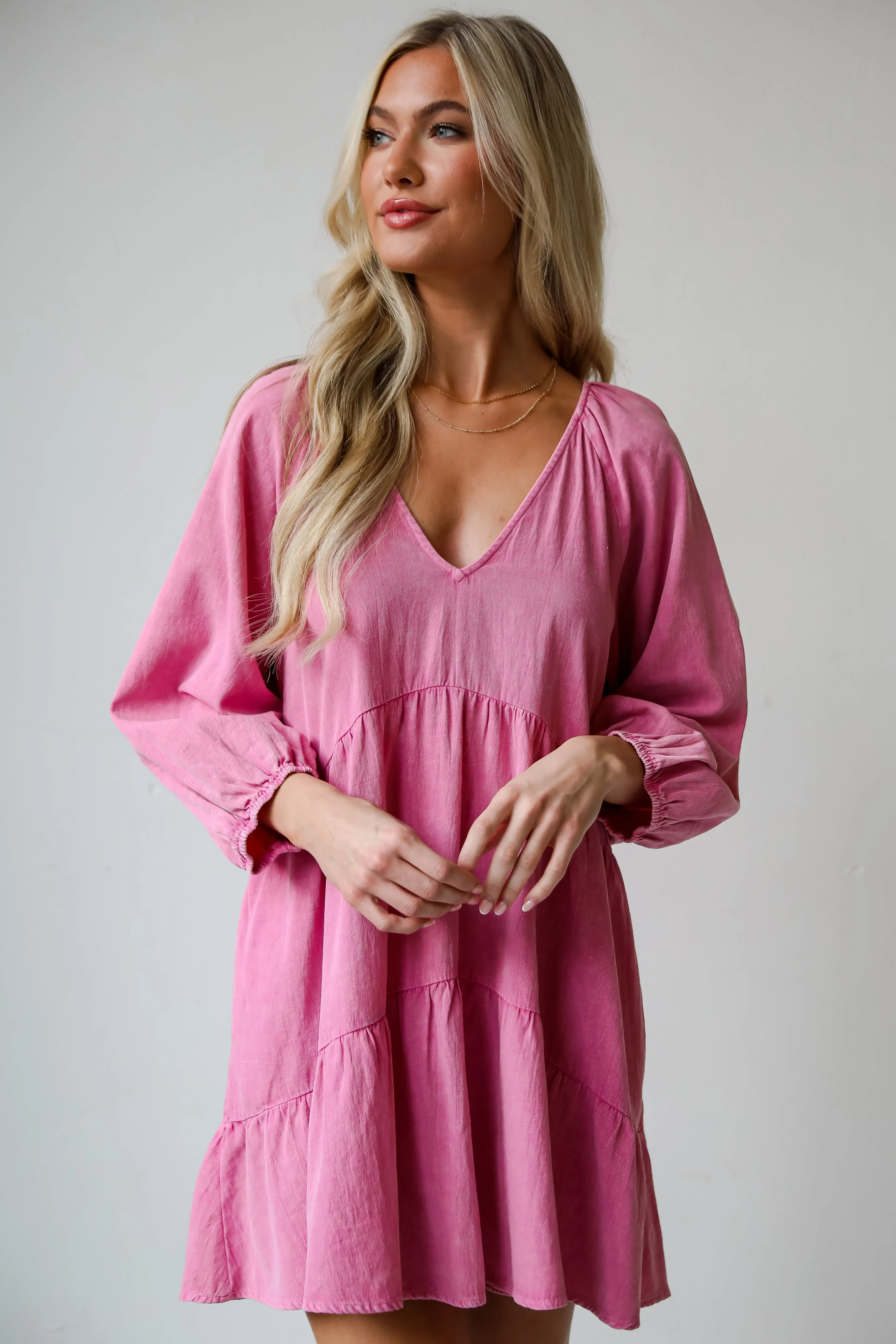 FINAL SALE - Sunny Romantic Pink Tiered Babydoll Mini Dress