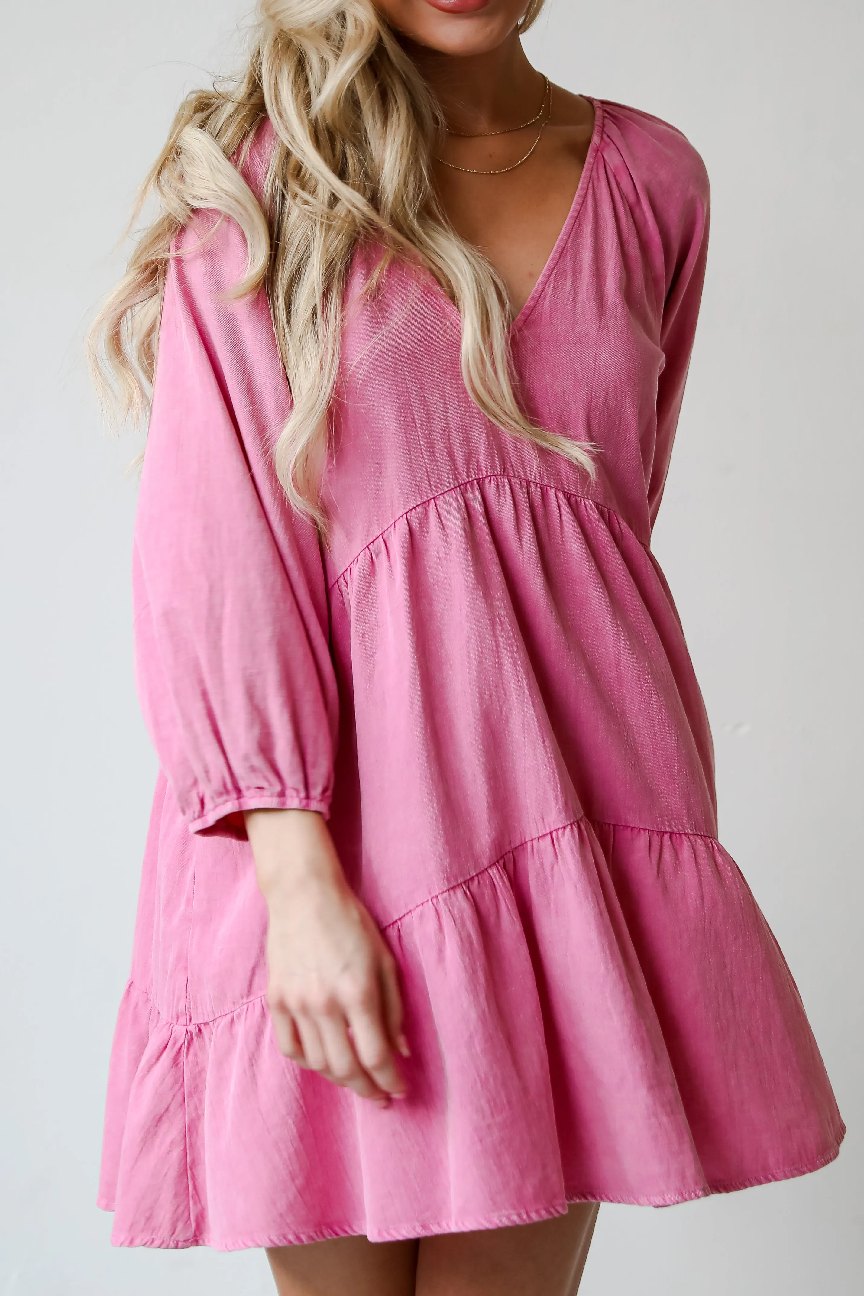 FINAL SALE - Sunny Romantic Pink Tiered Babydoll Mini Dress