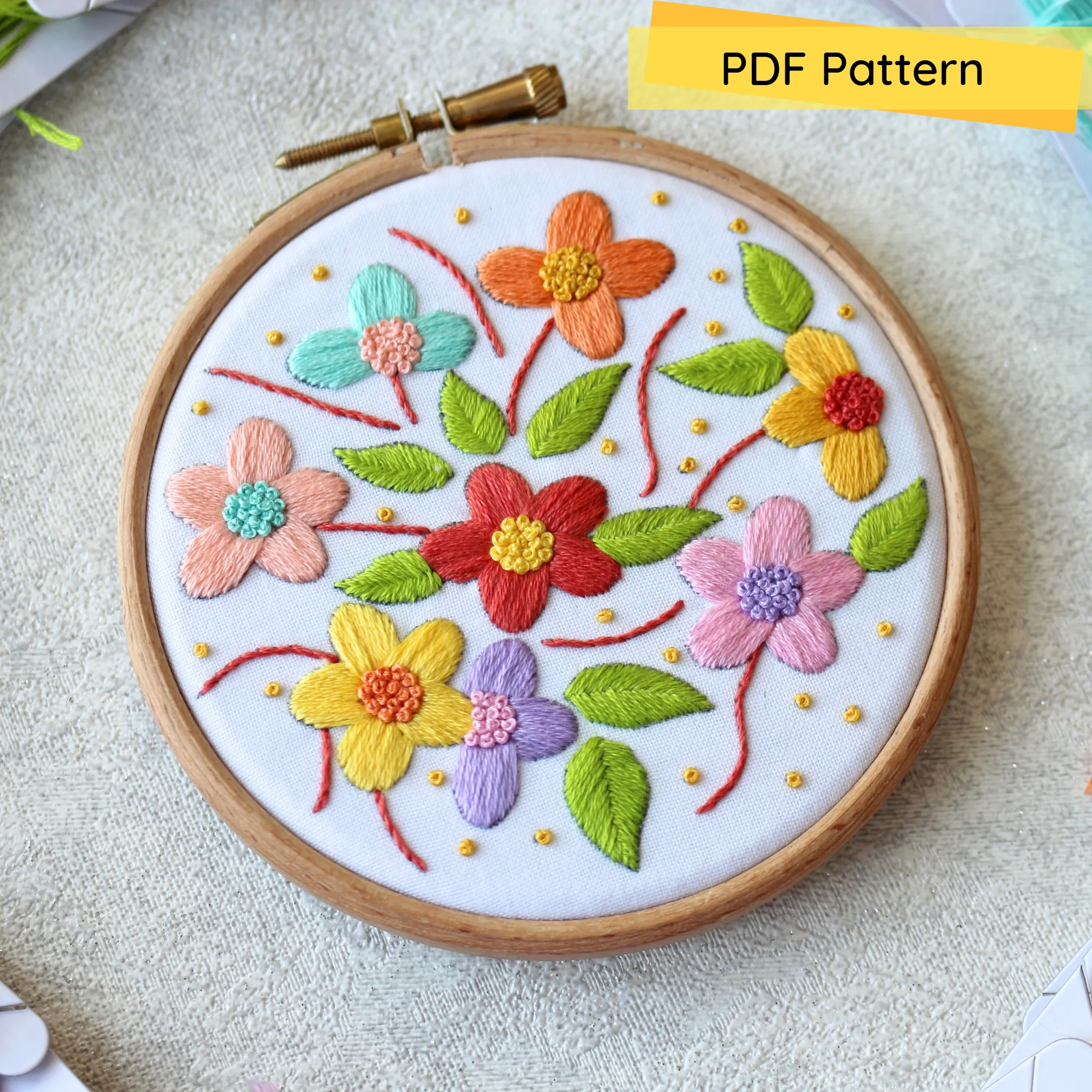 Floral Embroidery Pattern (PDF)