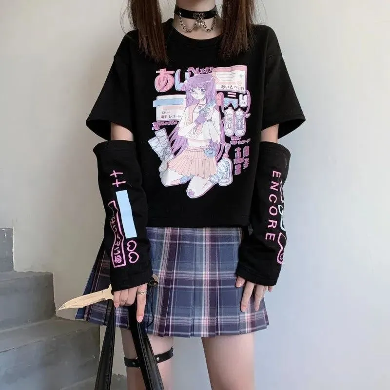 Gaming E-Girl Crop Top With Cuffs