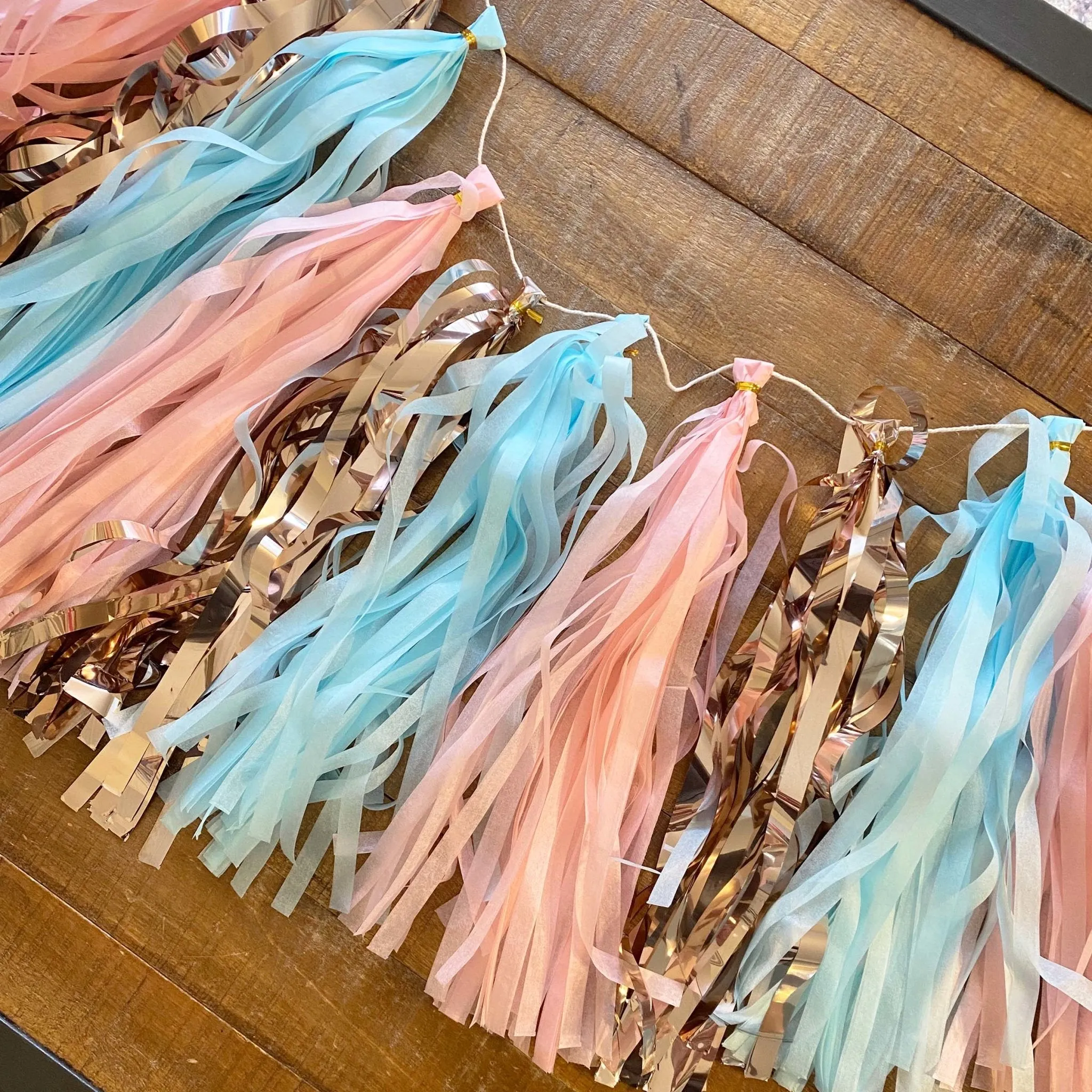 Gender Reveal Paper Rose Gold  Tassel Tail - Tassel DIY Garland Kit