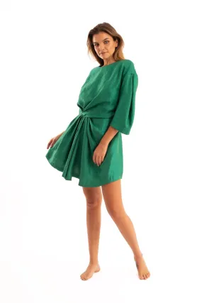 Green Pleated Dress - NOPIN