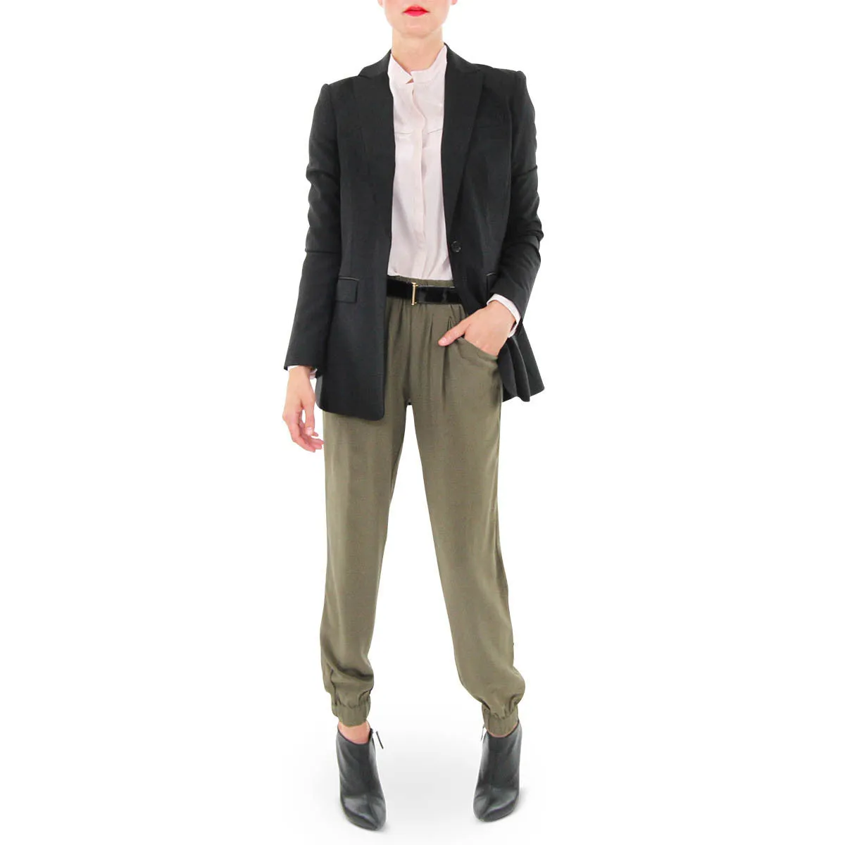 Hana Elastic Waist Silk Pants