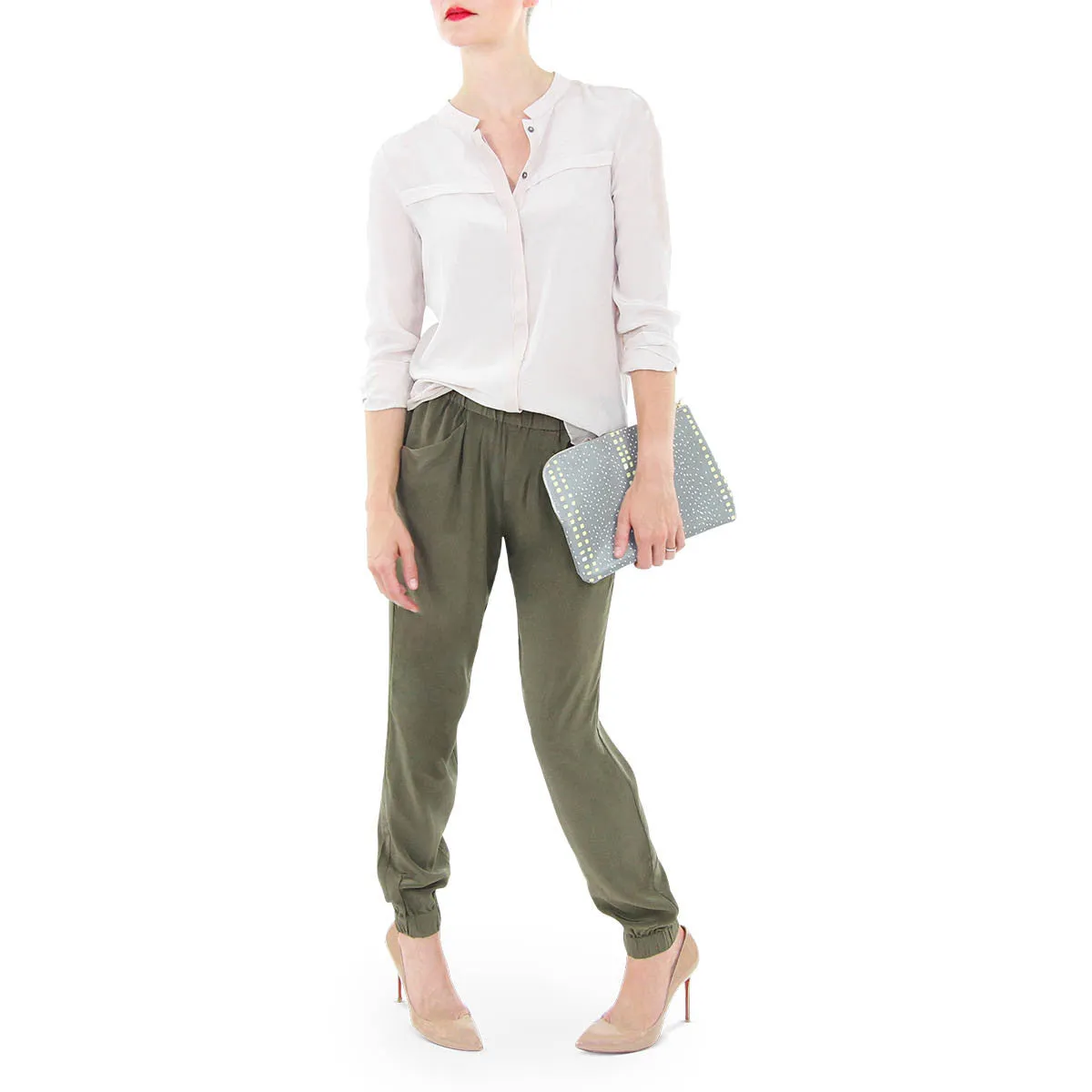 Hana Elastic Waist Silk Pants