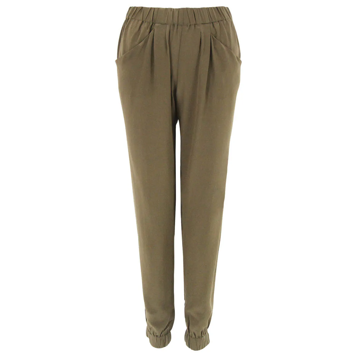 Hana Elastic Waist Silk Pants