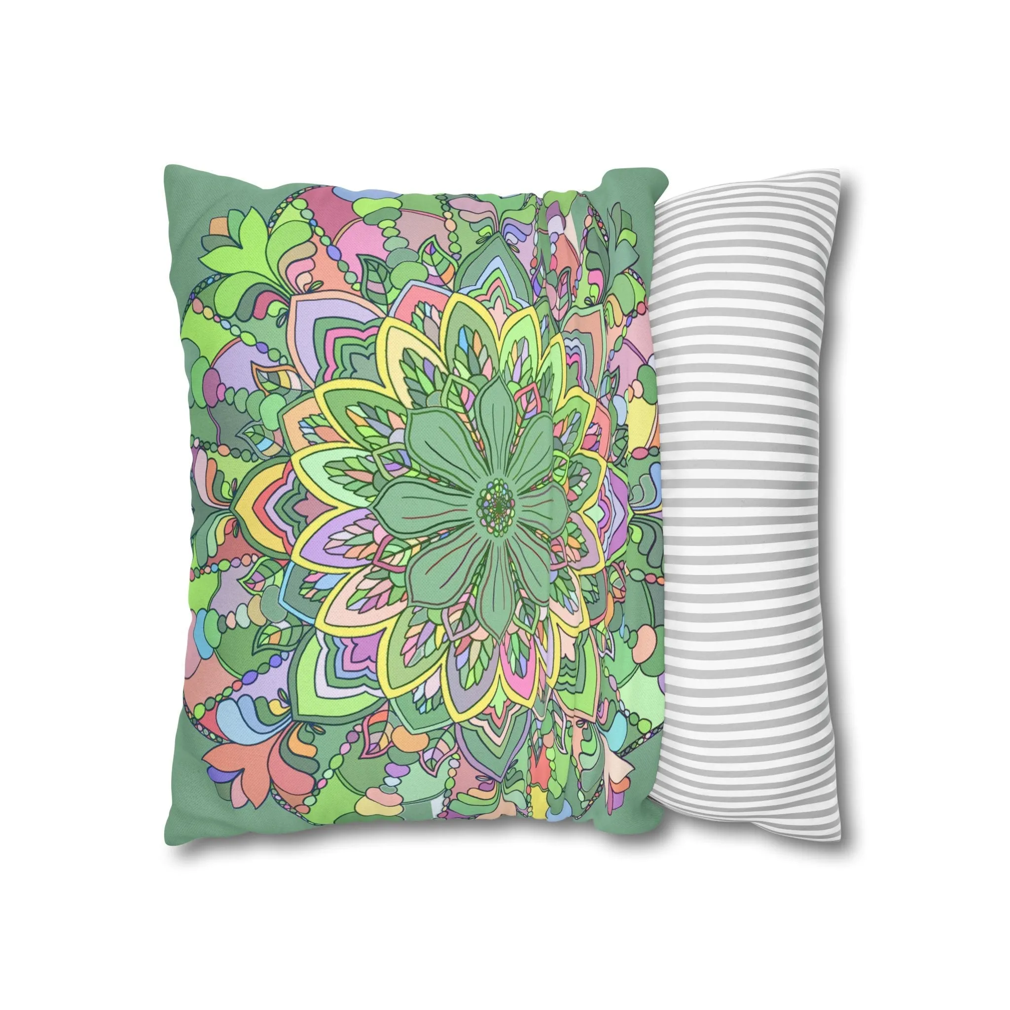 Handmade Mandala Art Pillowcase - Pastel Colors - Square Shape