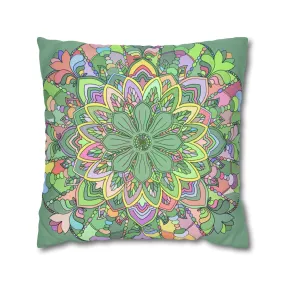 Handmade Mandala Art Pillowcase - Pastel Colors - Square Shape