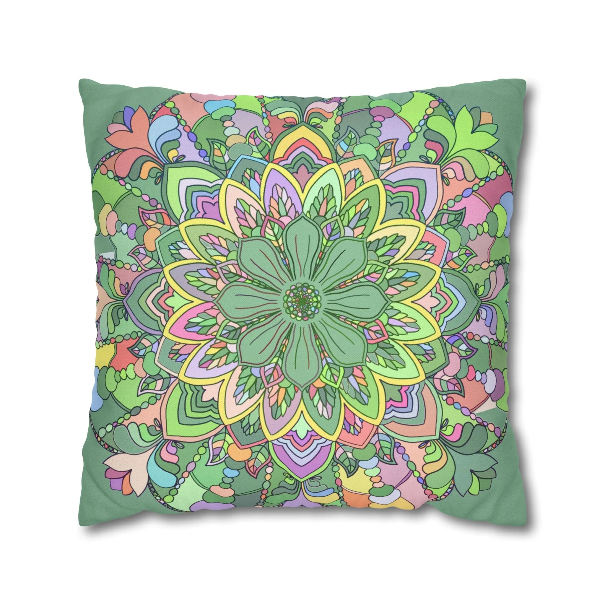 Handmade Mandala Art Pillowcase - Pastel Colors - Square Shape