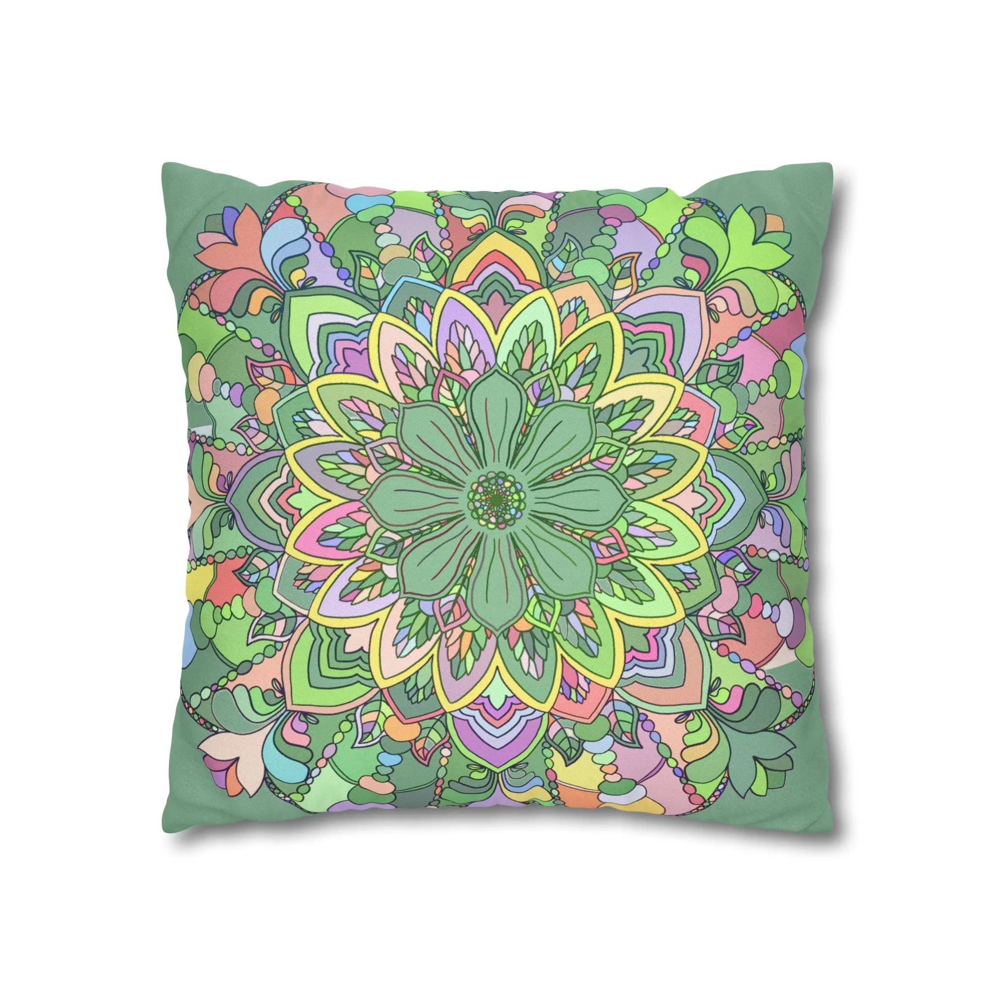 Handmade Mandala Art Pillowcase - Pastel Colors - Square Shape