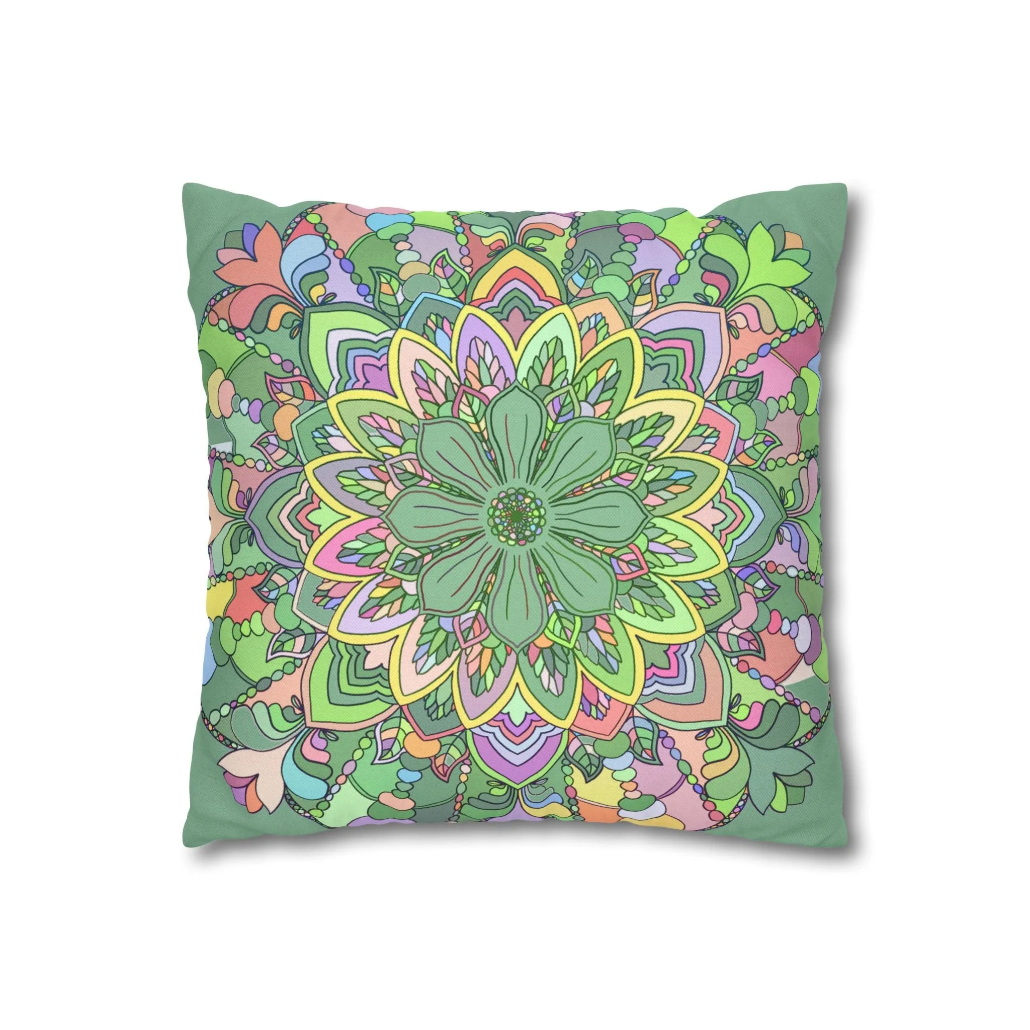 Handmade Mandala Art Pillowcase - Pastel Colors - Square Shape