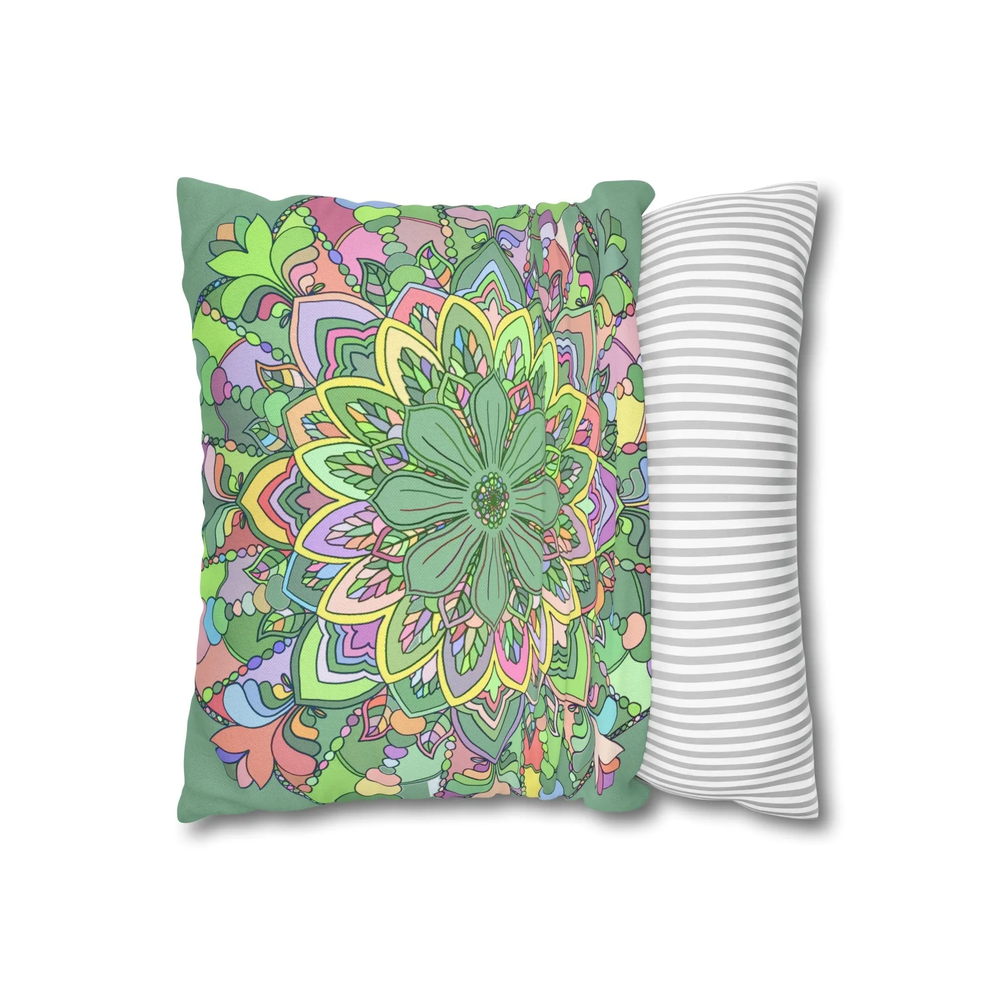 Handmade Mandala Art Pillowcase - Pastel Colors - Square Shape