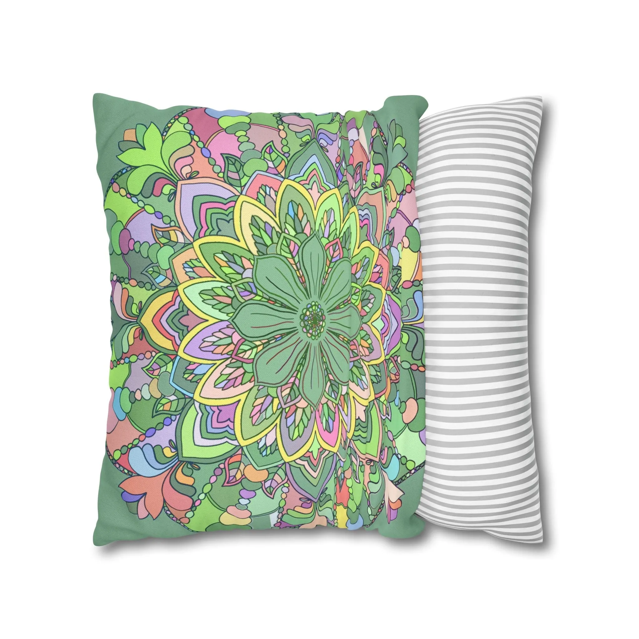 Handmade Mandala Art Pillowcase - Pastel Colors - Square Shape