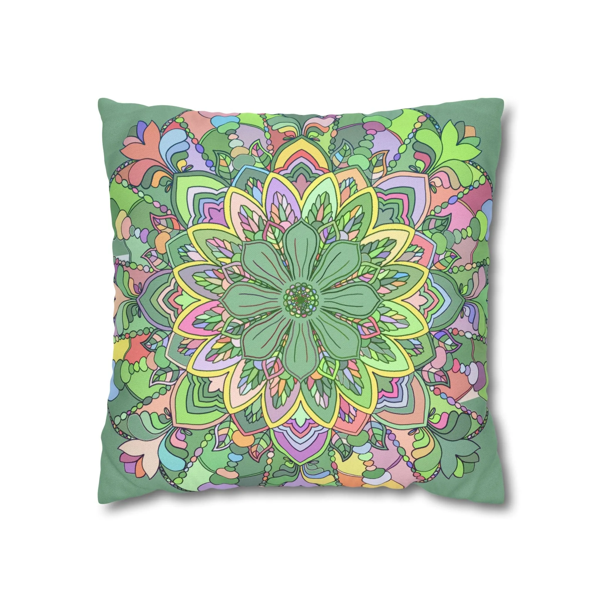 Handmade Mandala Art Pillowcase - Pastel Colors - Square Shape