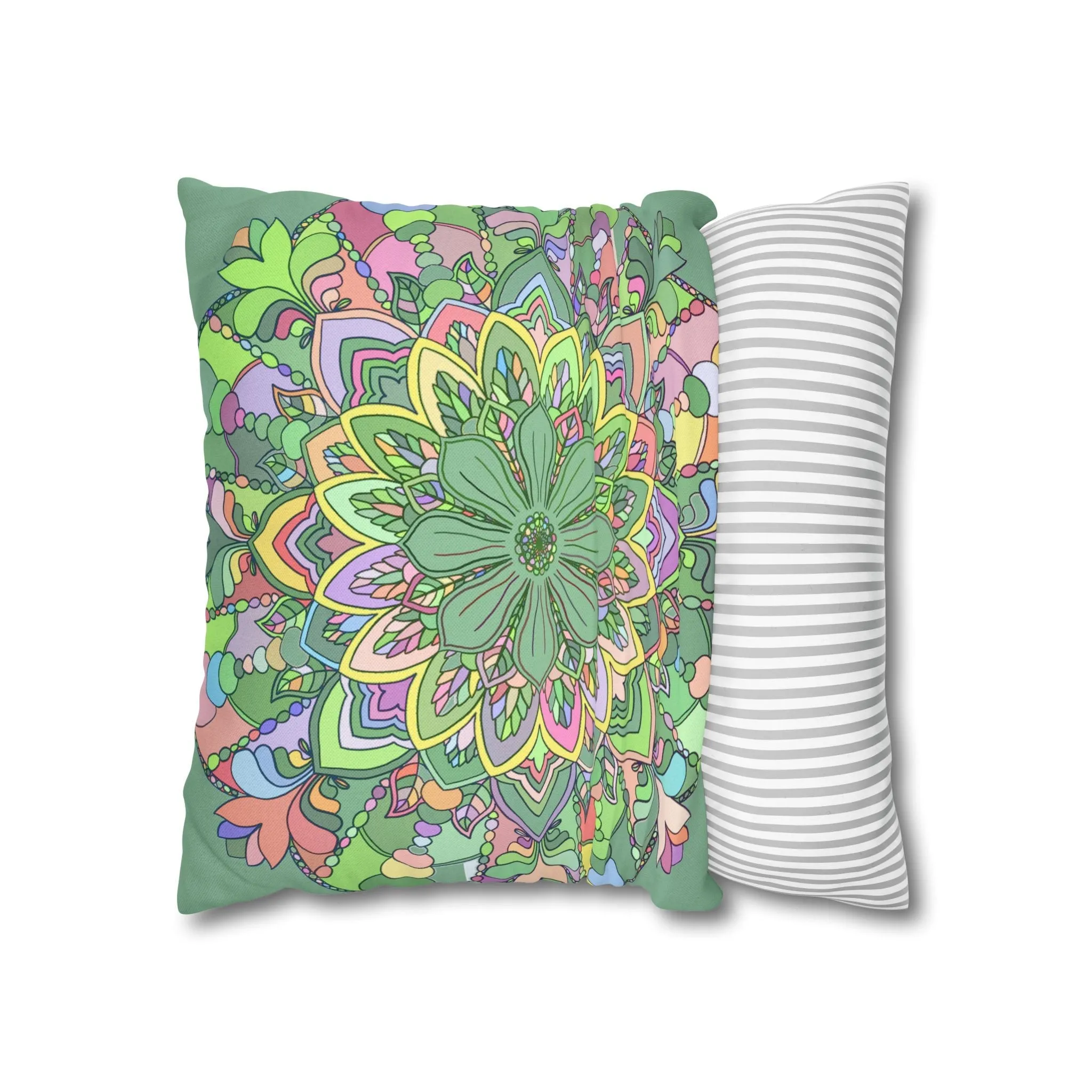 Handmade Mandala Art Pillowcase - Pastel Colors - Square Shape