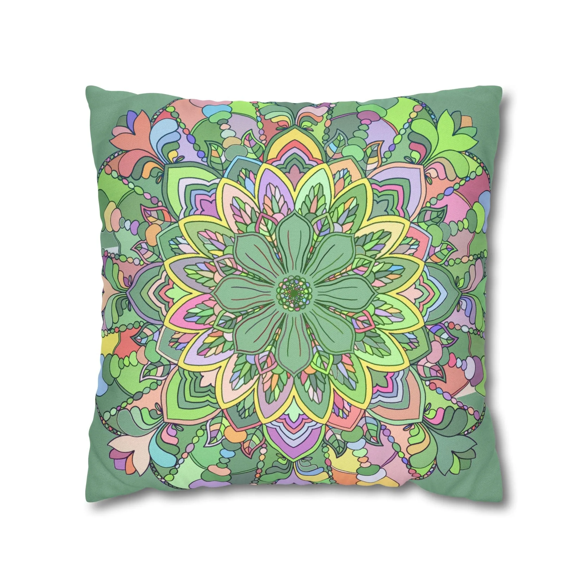 Handmade Mandala Art Pillowcase - Pastel Colors - Square Shape