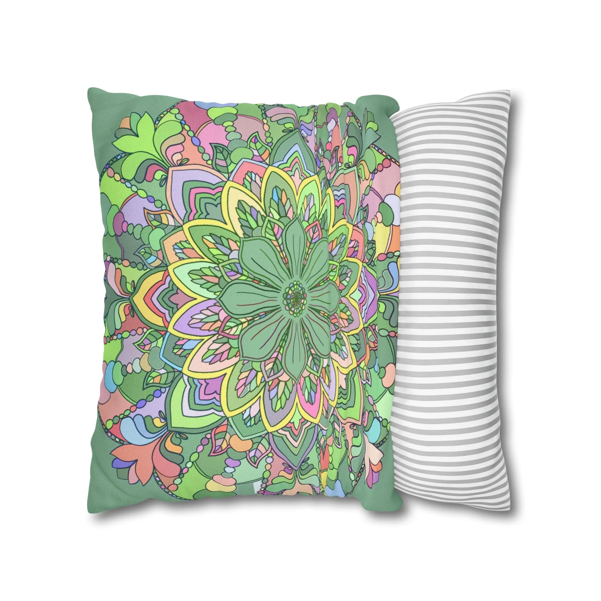 Handmade Mandala Art Pillowcase - Pastel Colors - Square Shape