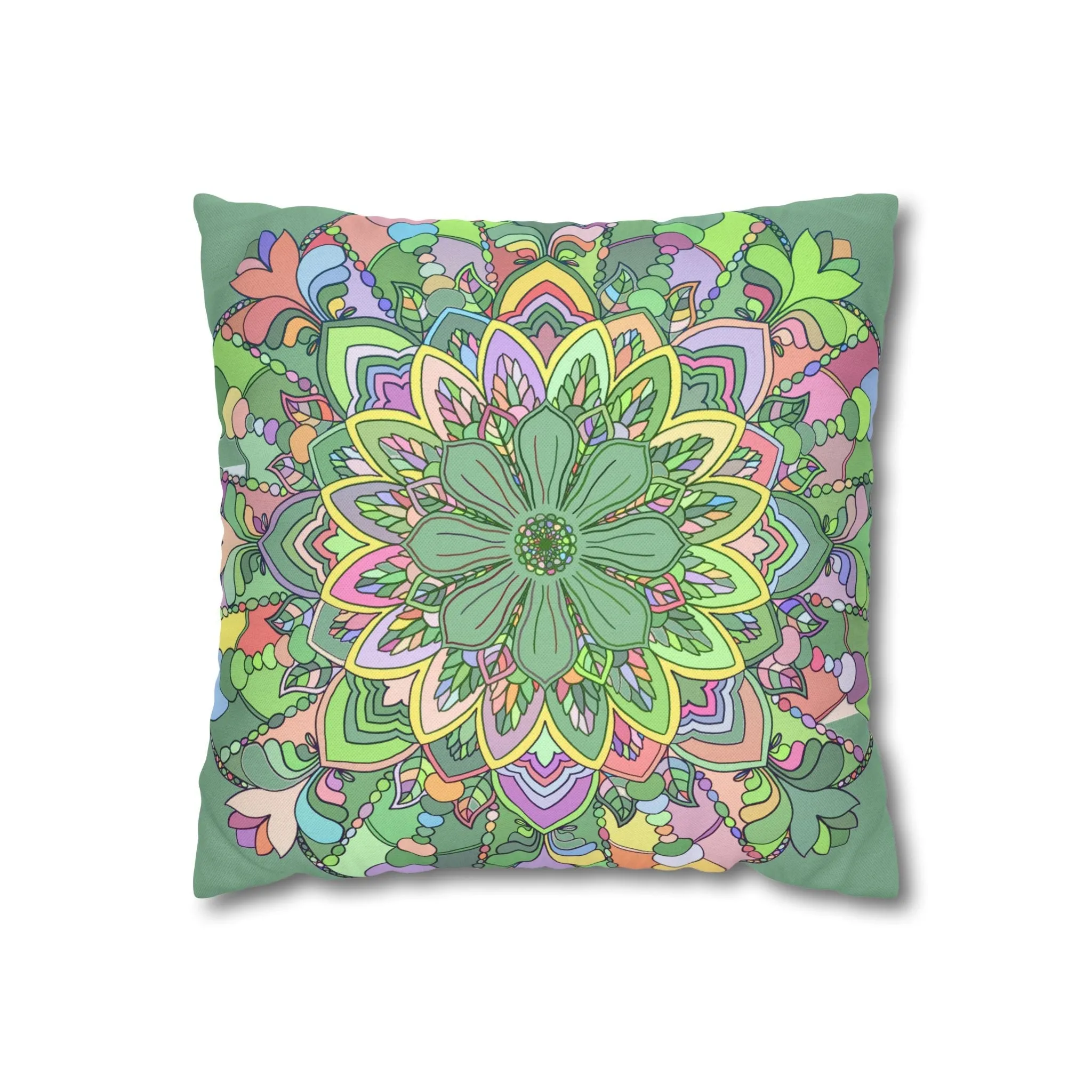 Handmade Mandala Art Pillowcase - Pastel Colors - Square Shape