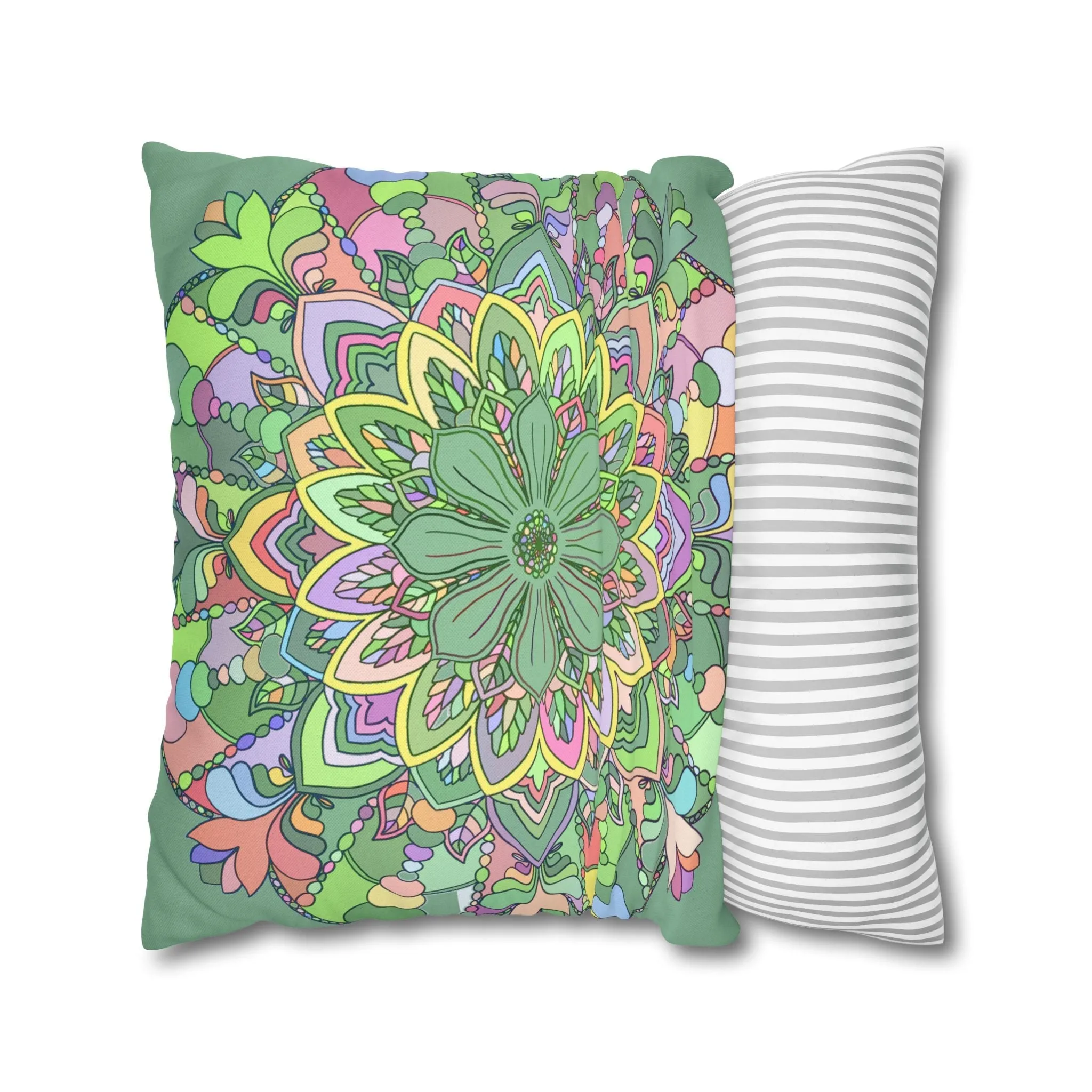 Handmade Mandala Art Pillowcase - Pastel Colors - Square Shape