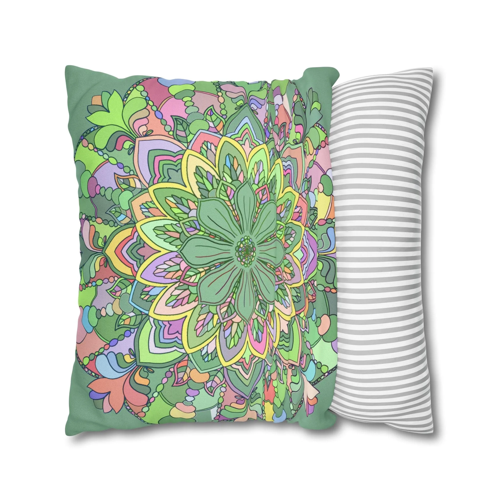 Handmade Mandala Art Pillowcase - Pastel Colors - Square Shape