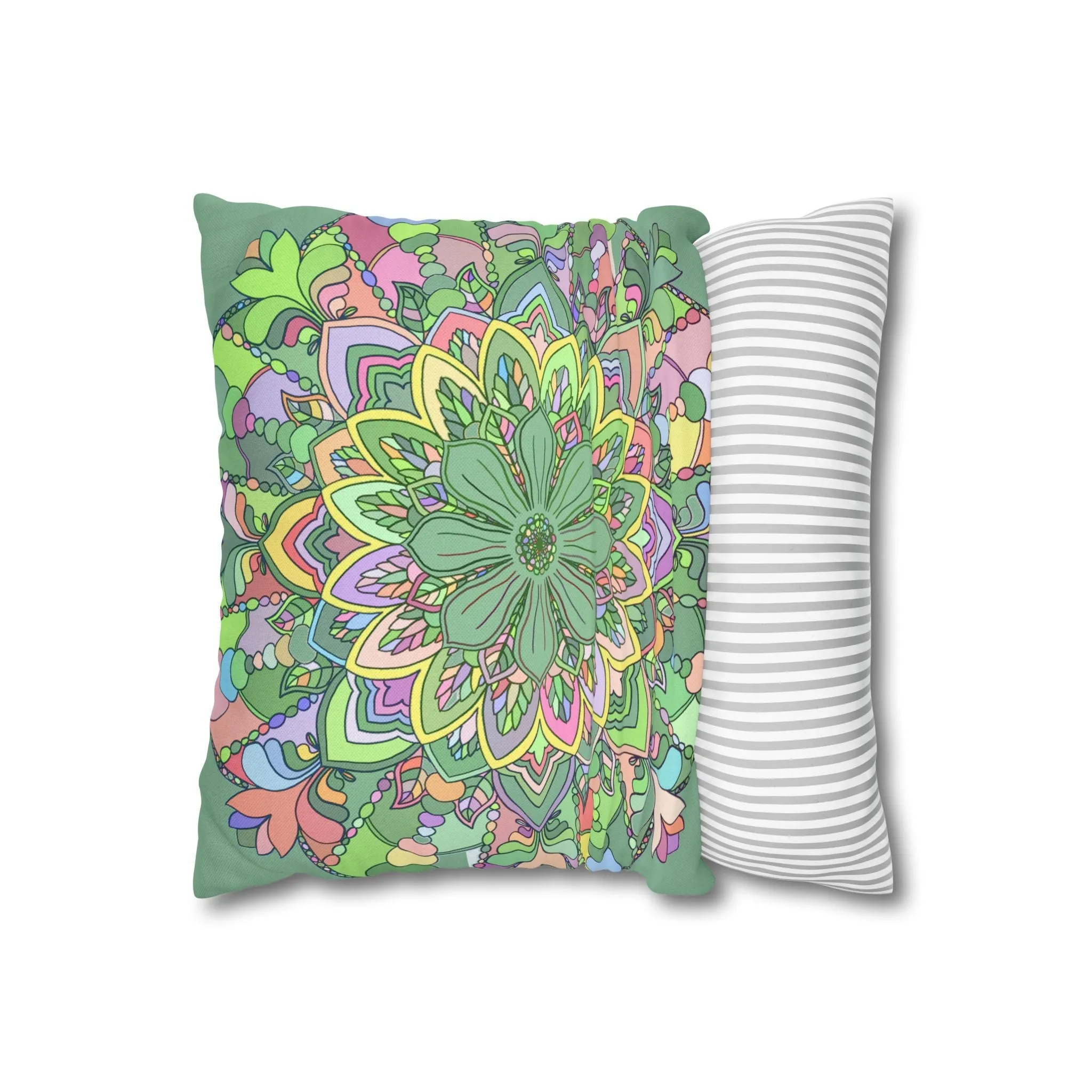 Handmade Mandala Art Pillowcase - Pastel Colors - Square Shape