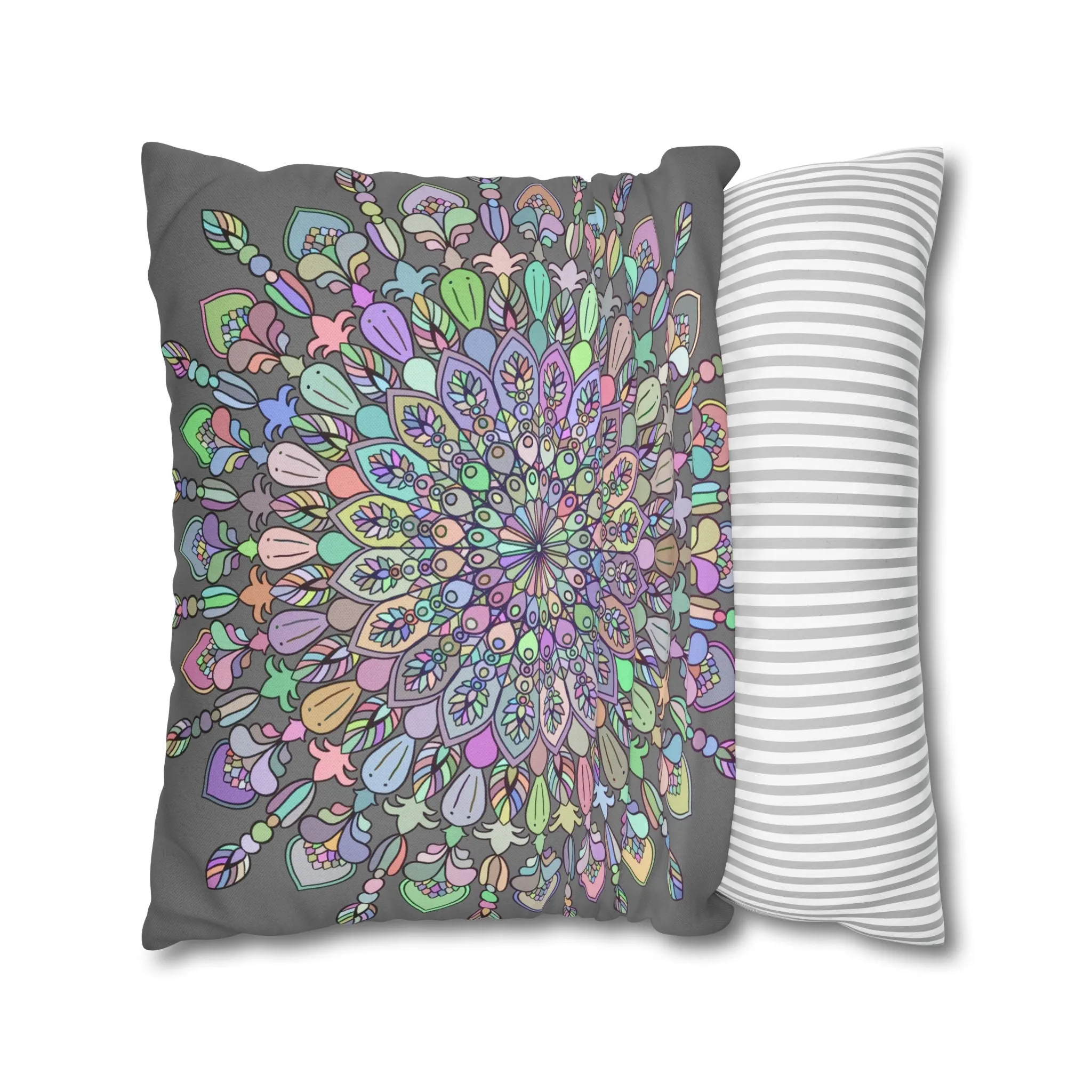 Handmade Mandala Design Square Pillowcase - Pastel Colors