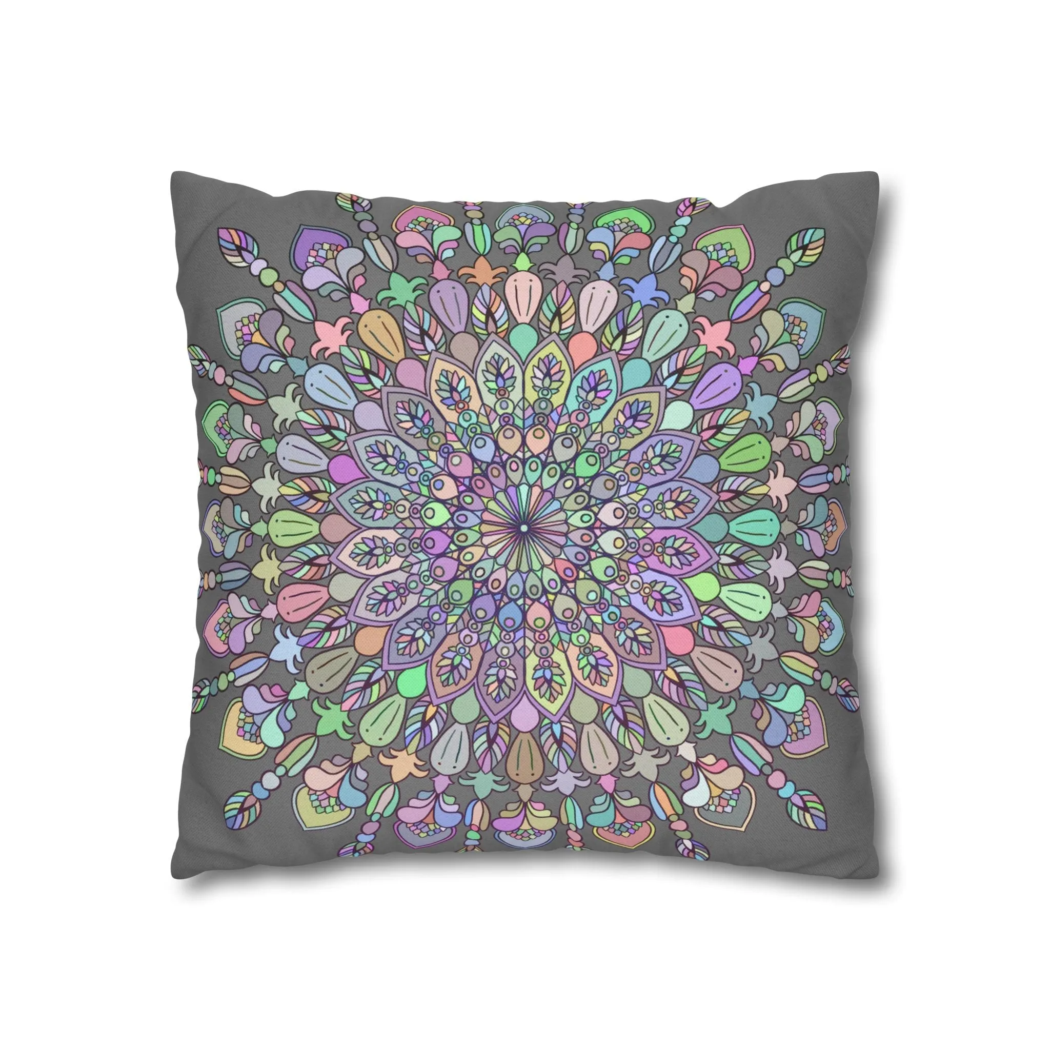 Handmade Mandala Design Square Pillowcase - Pastel Colors