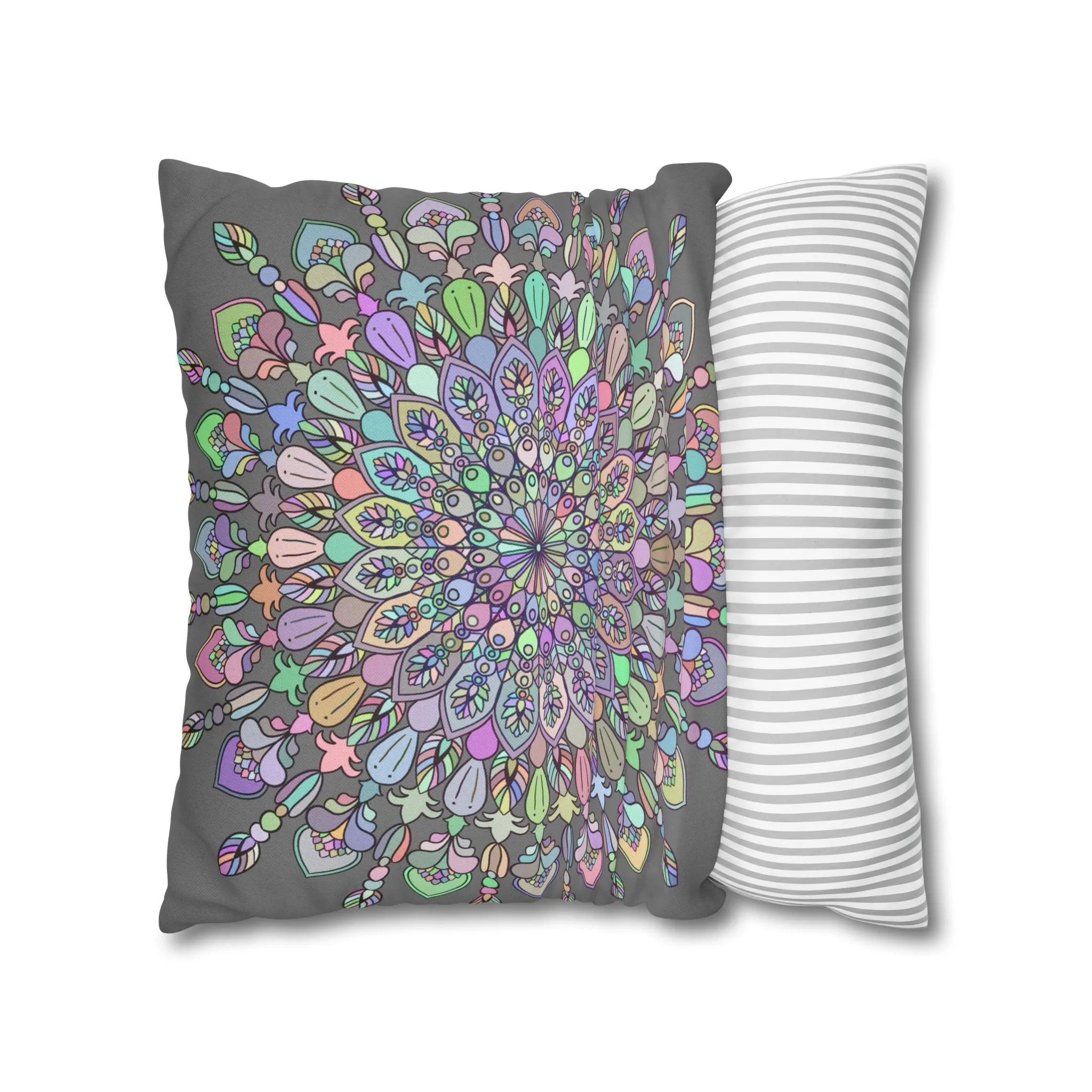 Handmade Mandala Design Square Pillowcase - Pastel Colors