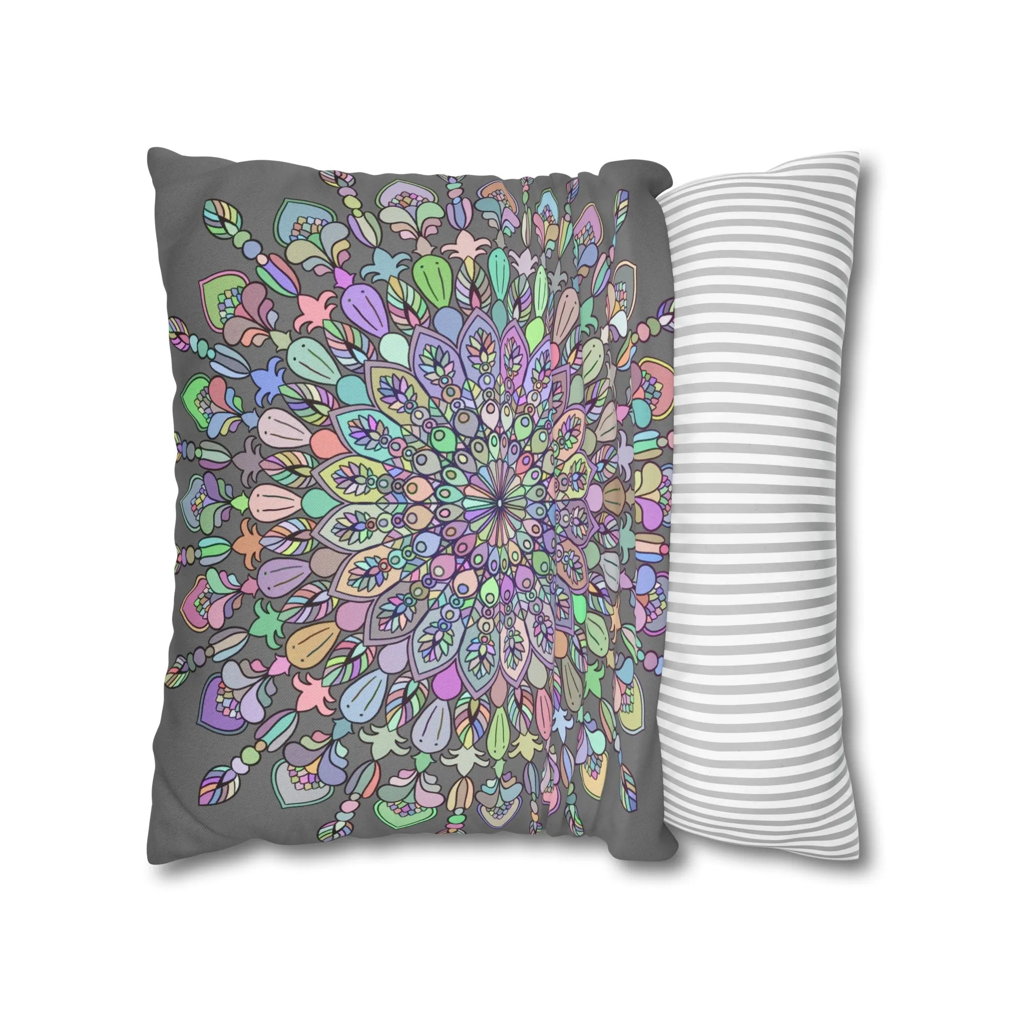 Handmade Mandala Design Square Pillowcase - Pastel Colors