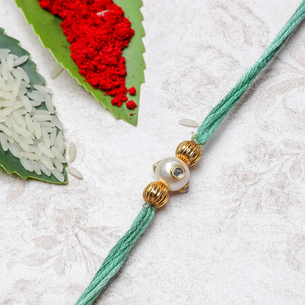 Handmade Pastel Green Rakhi Thread With Pearl - Raksha Bandhan