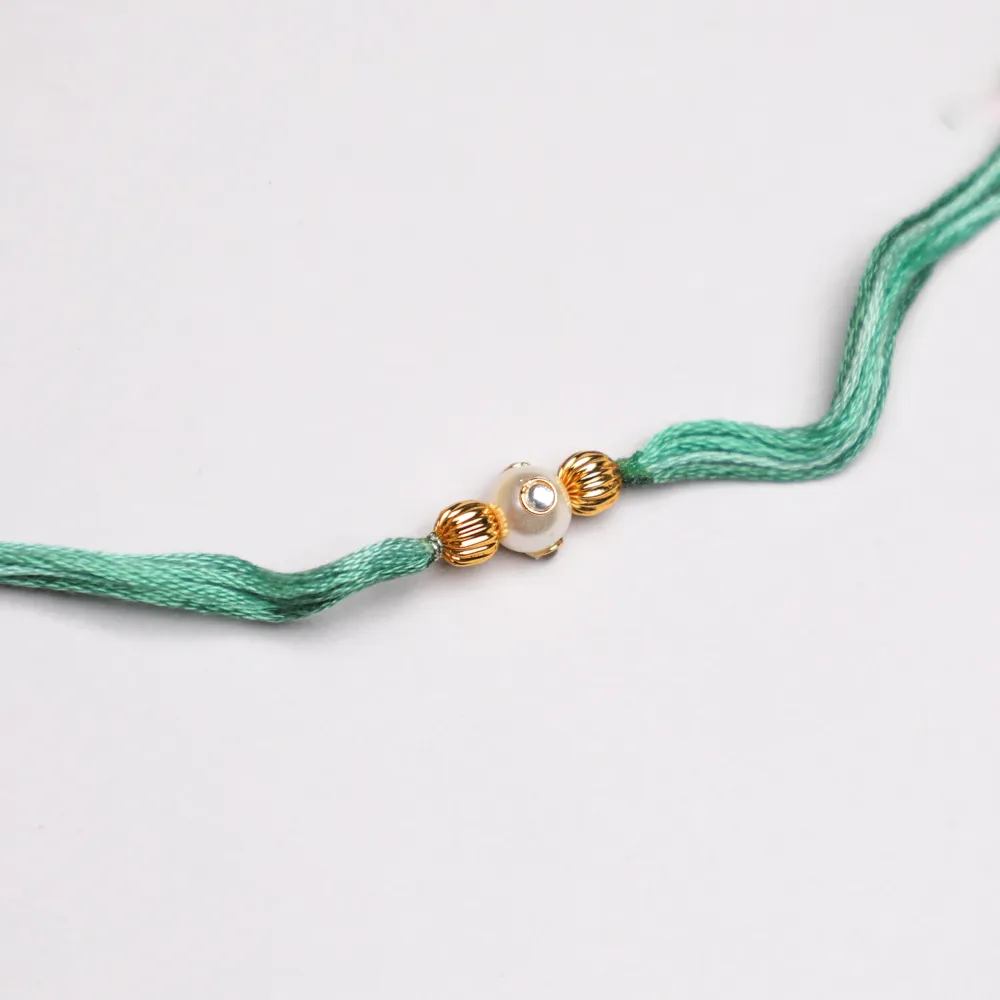 Handmade Pastel Green Rakhi Thread With Pearl - Raksha Bandhan