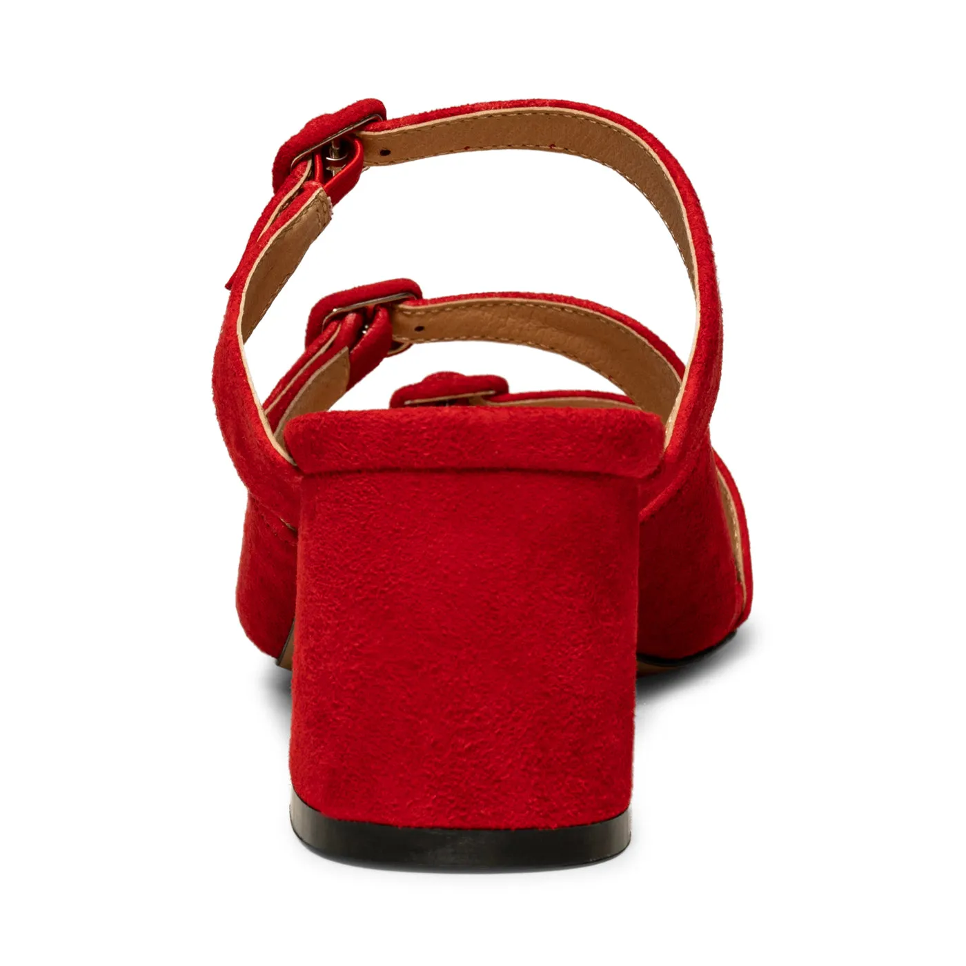 Hanna buckle mule suede - Fire Red